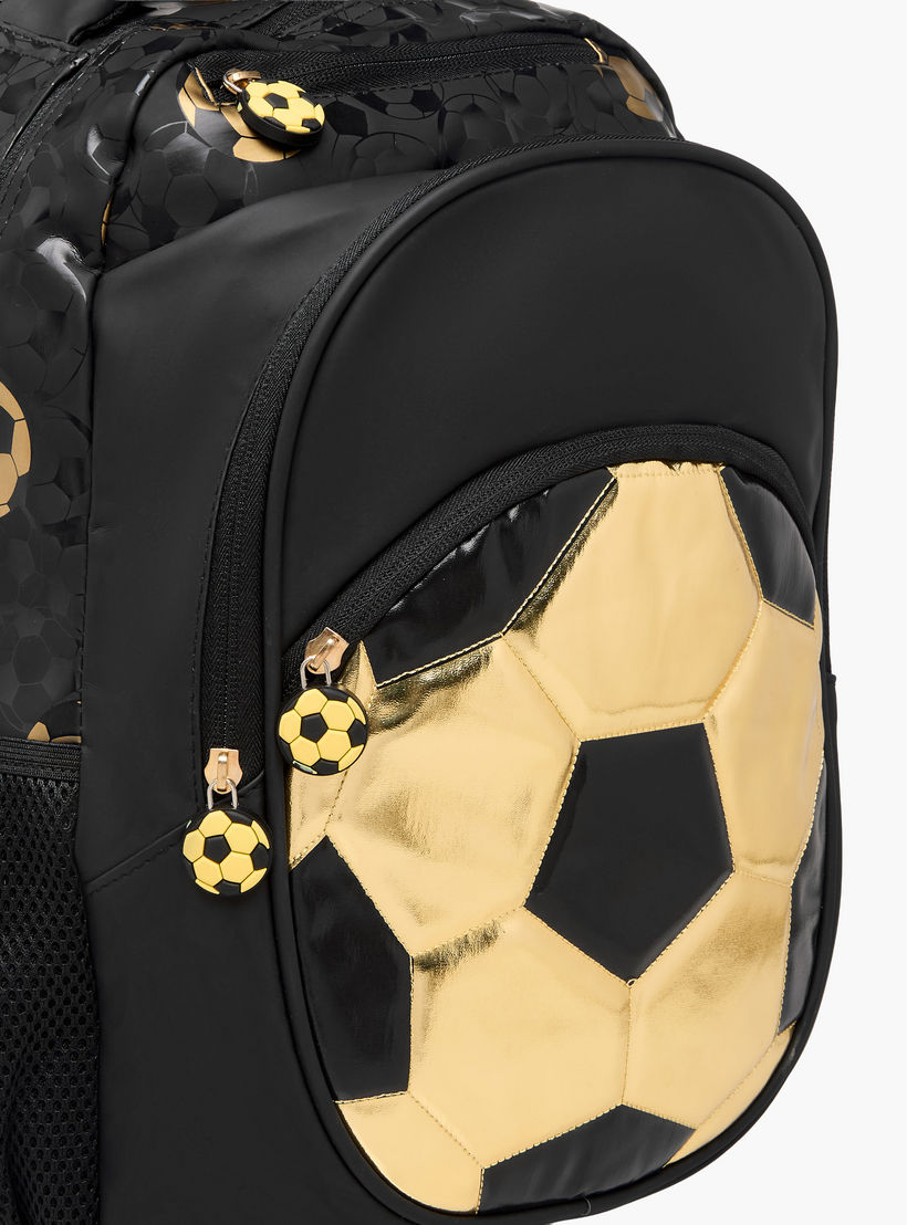 Soccer Print 17-inch Backpack with Adjustable Straps and Zip Closure - 42x30x14 cms-school-bagsandbackpacks-backpacks-image-6