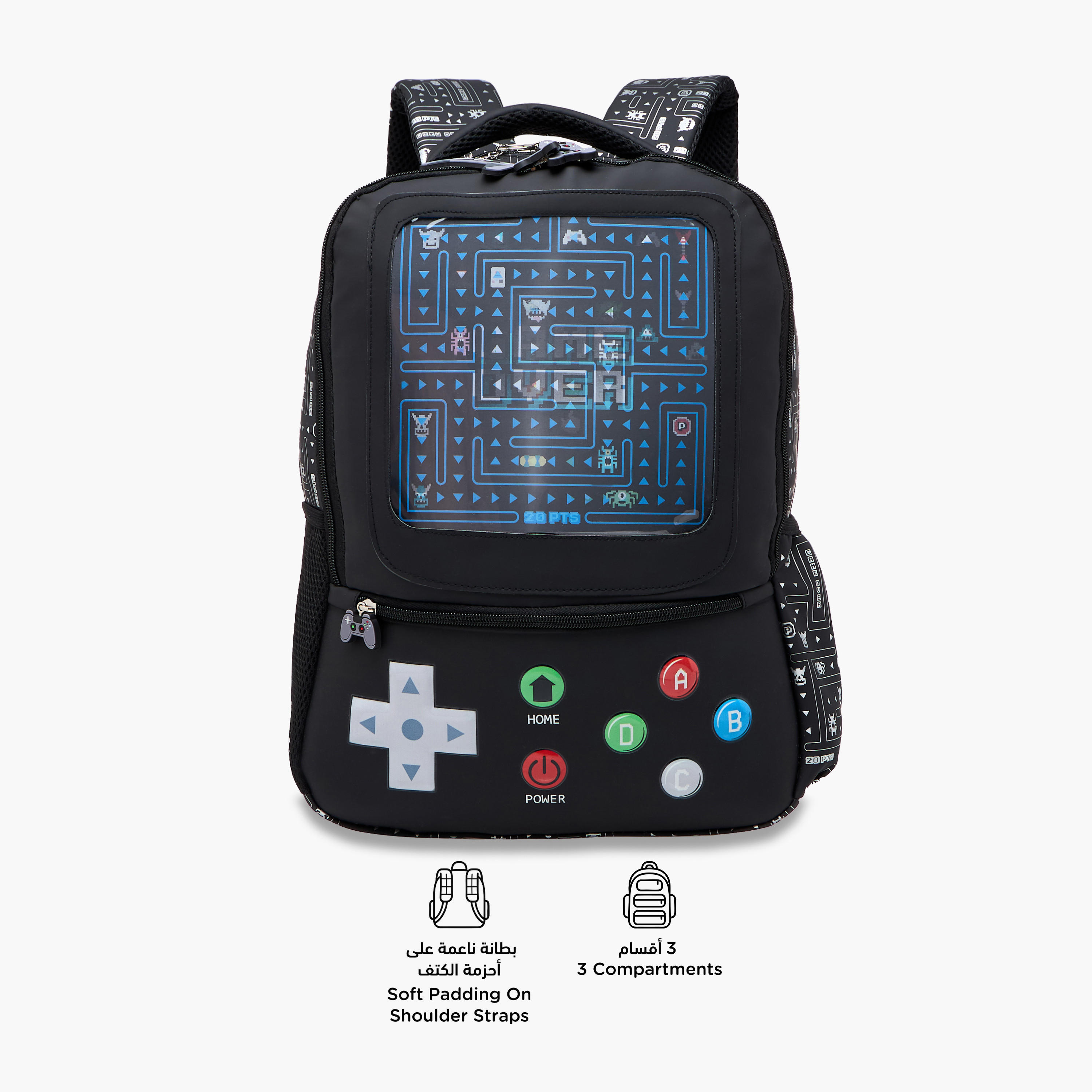 Gaming Print 16.5-inch Backpack with Adjustable Straps and Zip Closure - 14x30x42 cms-school-bagsandbackpacks-backpacks-image-4