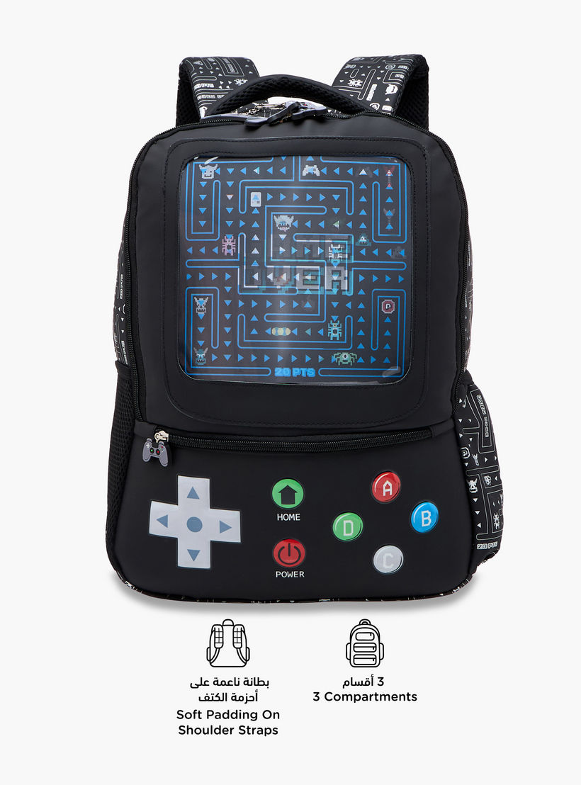 Gaming Print 16.5-inch Backpack with Adjustable Straps and Zip Closure - 14x30x42 cms-school-bagsandbackpacks-backpacks-image-4