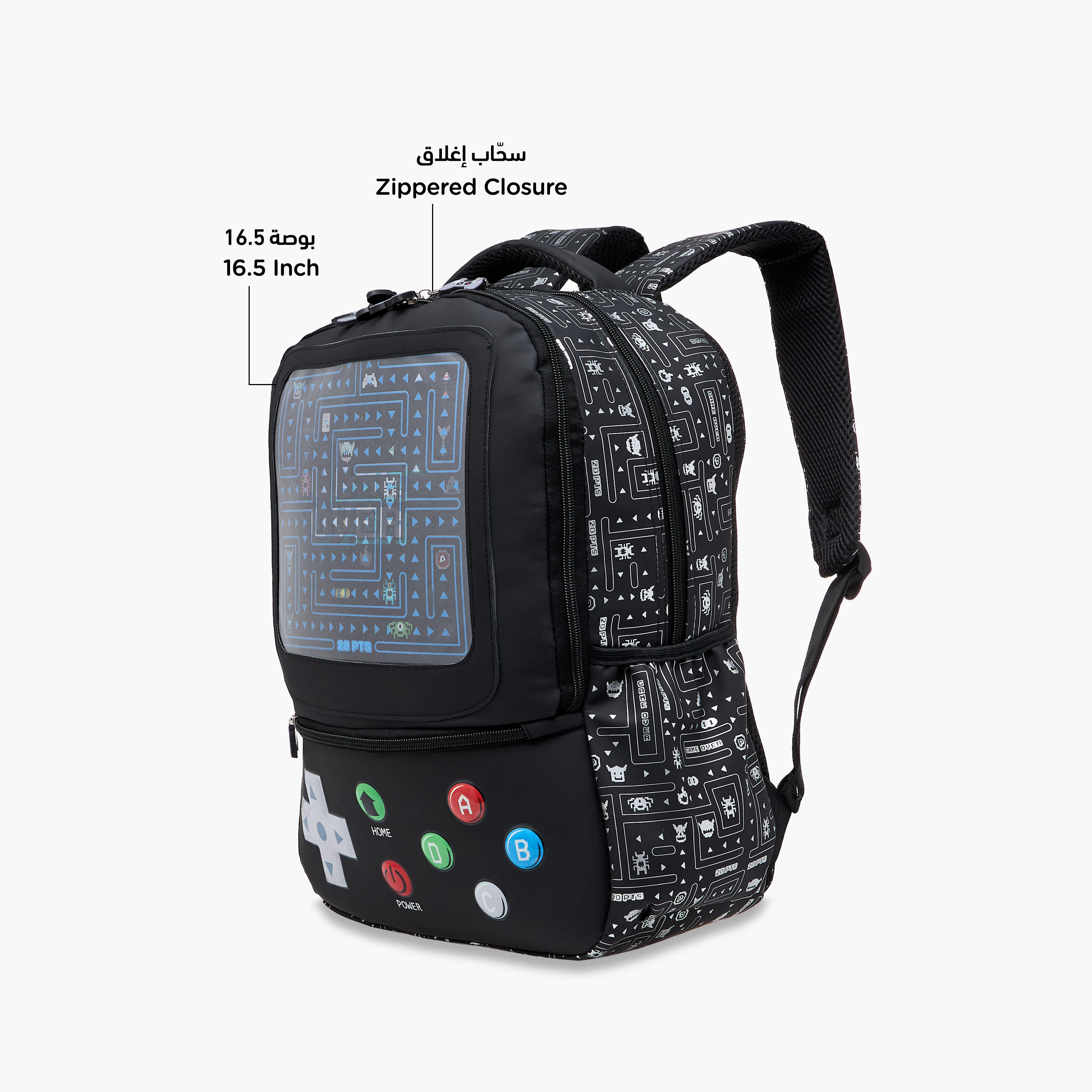 Gaming Print 16.5-inch Backpack with Adjustable Straps and Zip Closure - 14x30x42 cms-school-bagsandbackpacks-backpacks-image-6