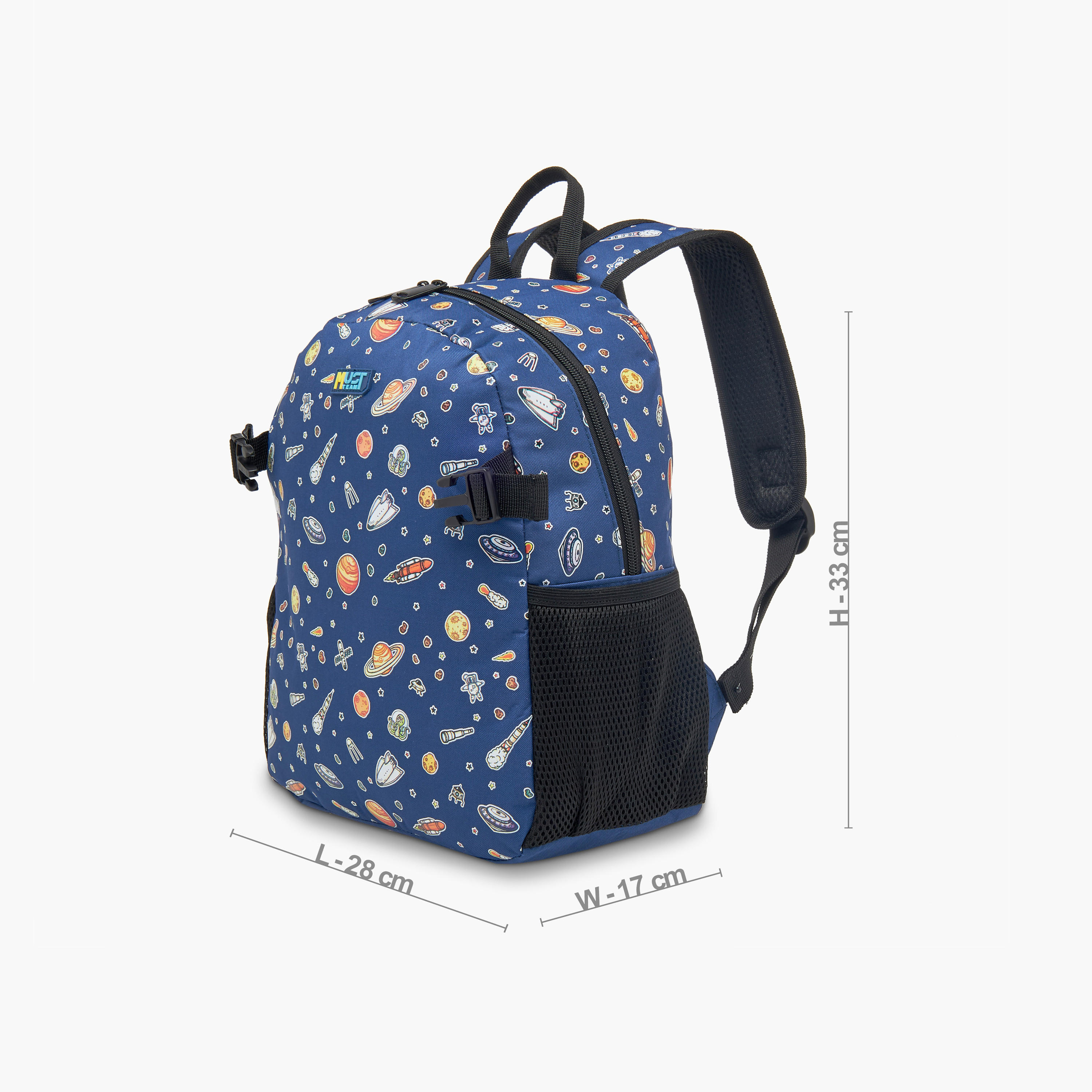 MUST Space Print Backpack with Adjustable Straps and Zip Closure - 28x17x33 cms-school-bagsandbackpacks-backpacks-image-2