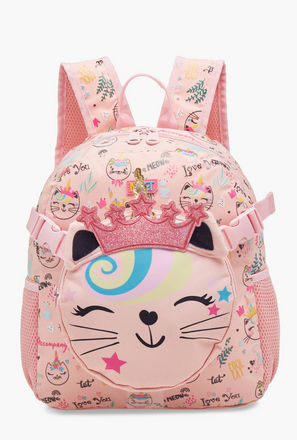 طقم شنطة ظهر وشنطة غداء بزخارف قطة من ماست - 28x17x33 سم-school-bagsandbackpacks-image-1