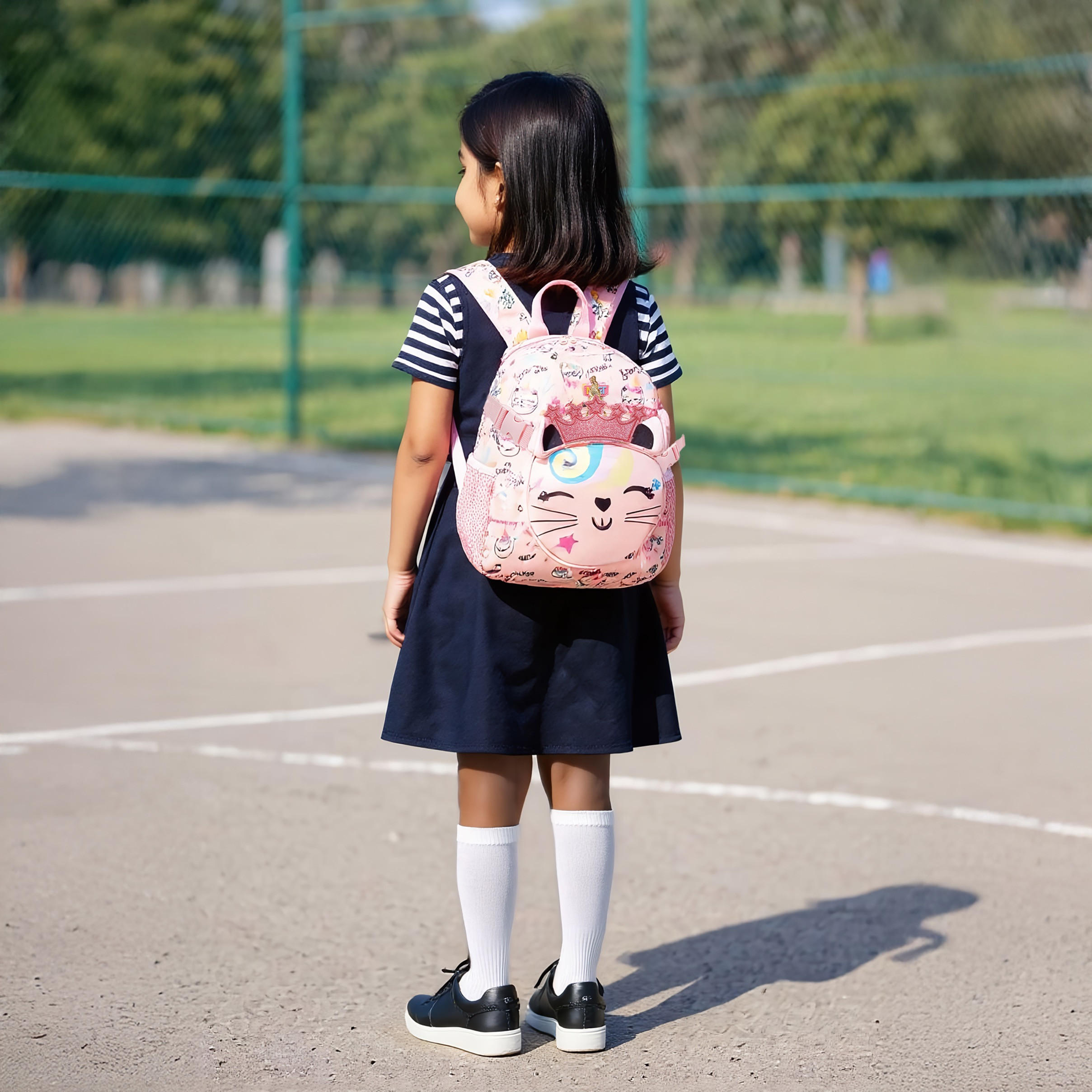 MUST Cat Applique Backpack with Lunch Bag Set - 28x17x33 cms-school-bagsandbackpacks-backpacks-image-3
