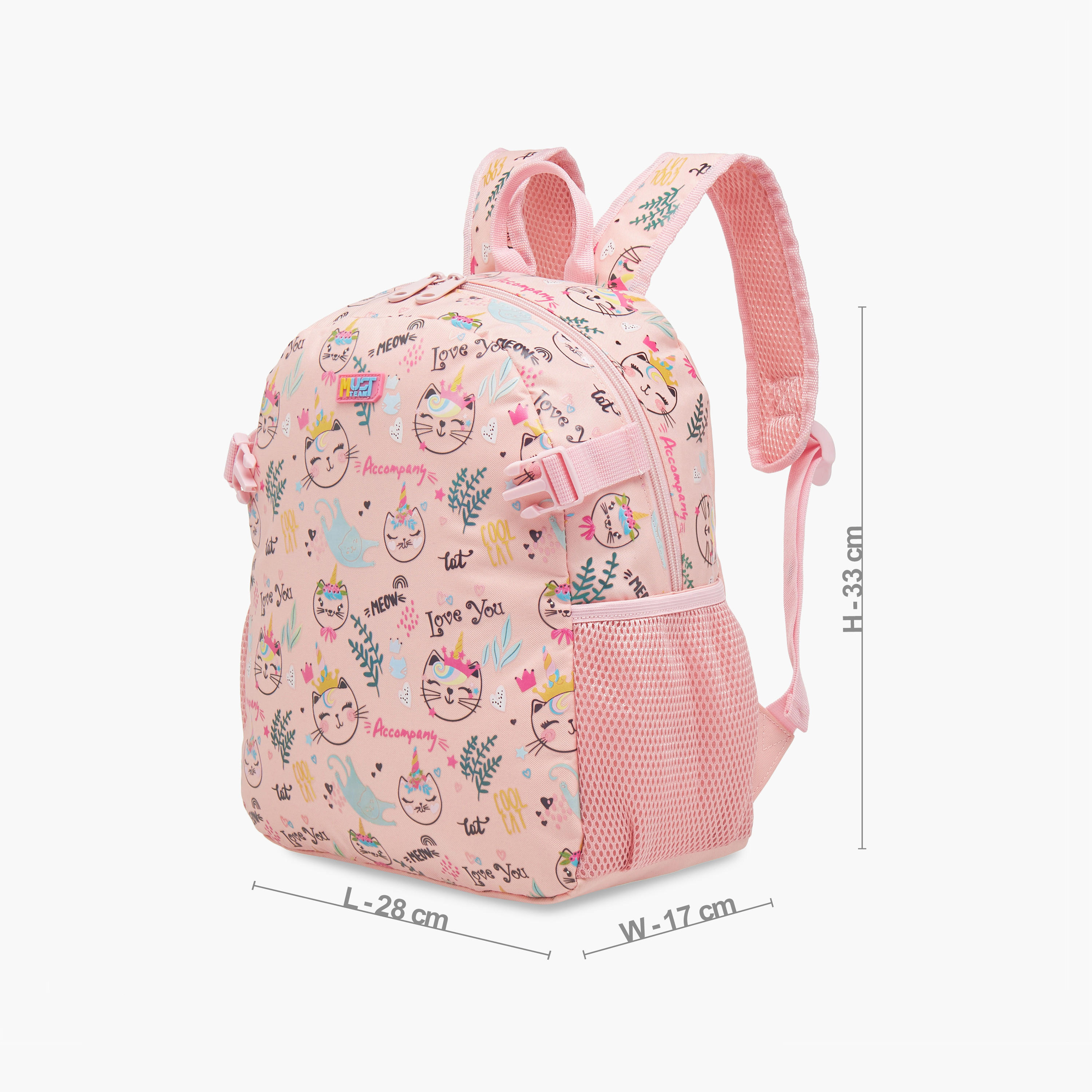 MUST Cat Applique Backpack with Lunch Bag Set - 28x17x33 cms-school-bagsandbackpacks-backpacks-image-4