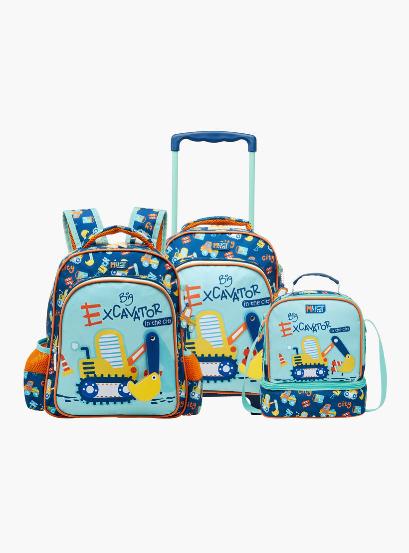 شنطة ظهر بطبعات حفارة مع حمالات قابلة للتعديل وسحاب إغلاق من موست - 27x10x31 سم-school-bagsandbackpacks-backpacks-image-8