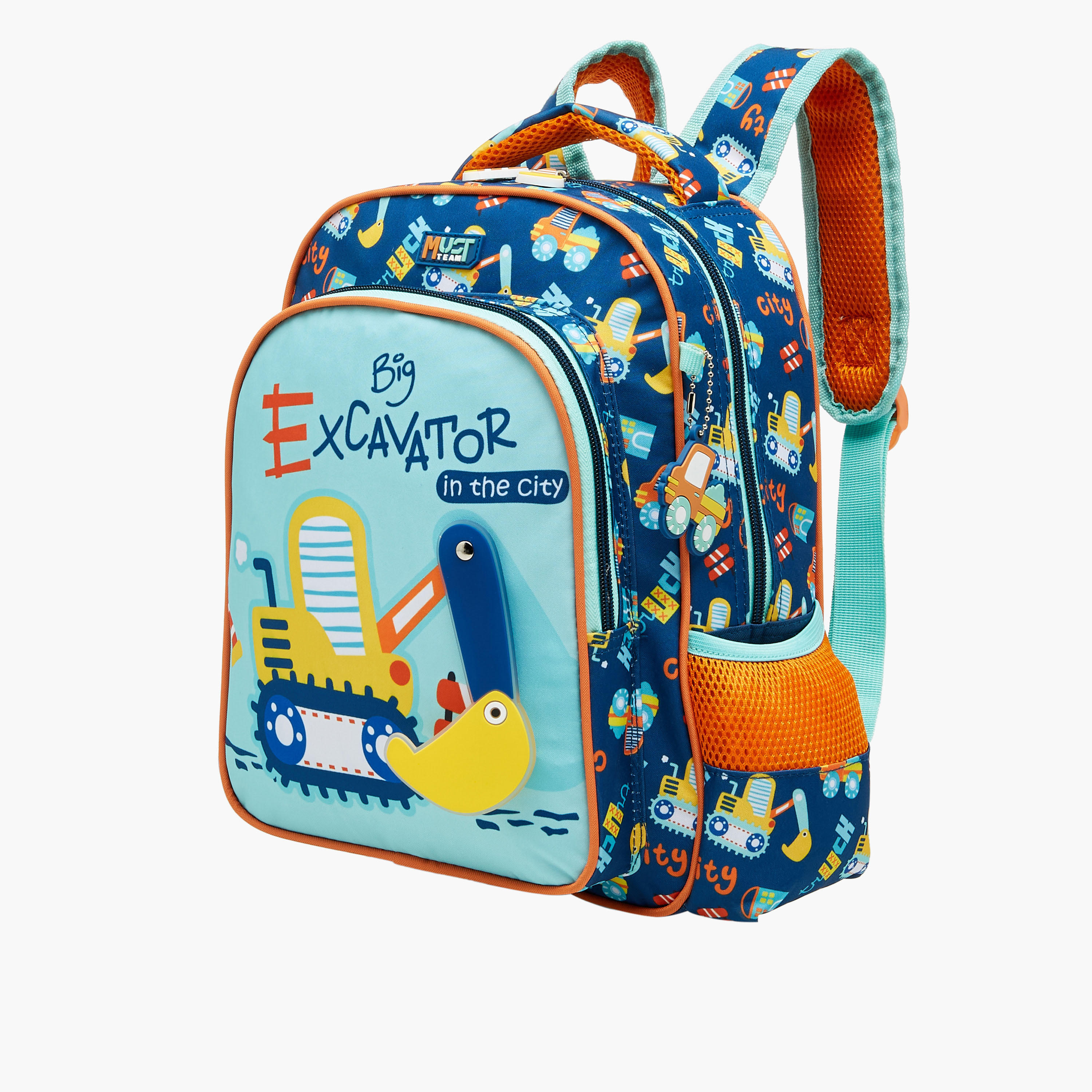 شنطة ظهر بطبعات حفارة مع حمالات قابلة للتعديل وسحاب إغلاق من موست - 27x10x31 سم-school-bagsandbackpacks-backpacks-image-2