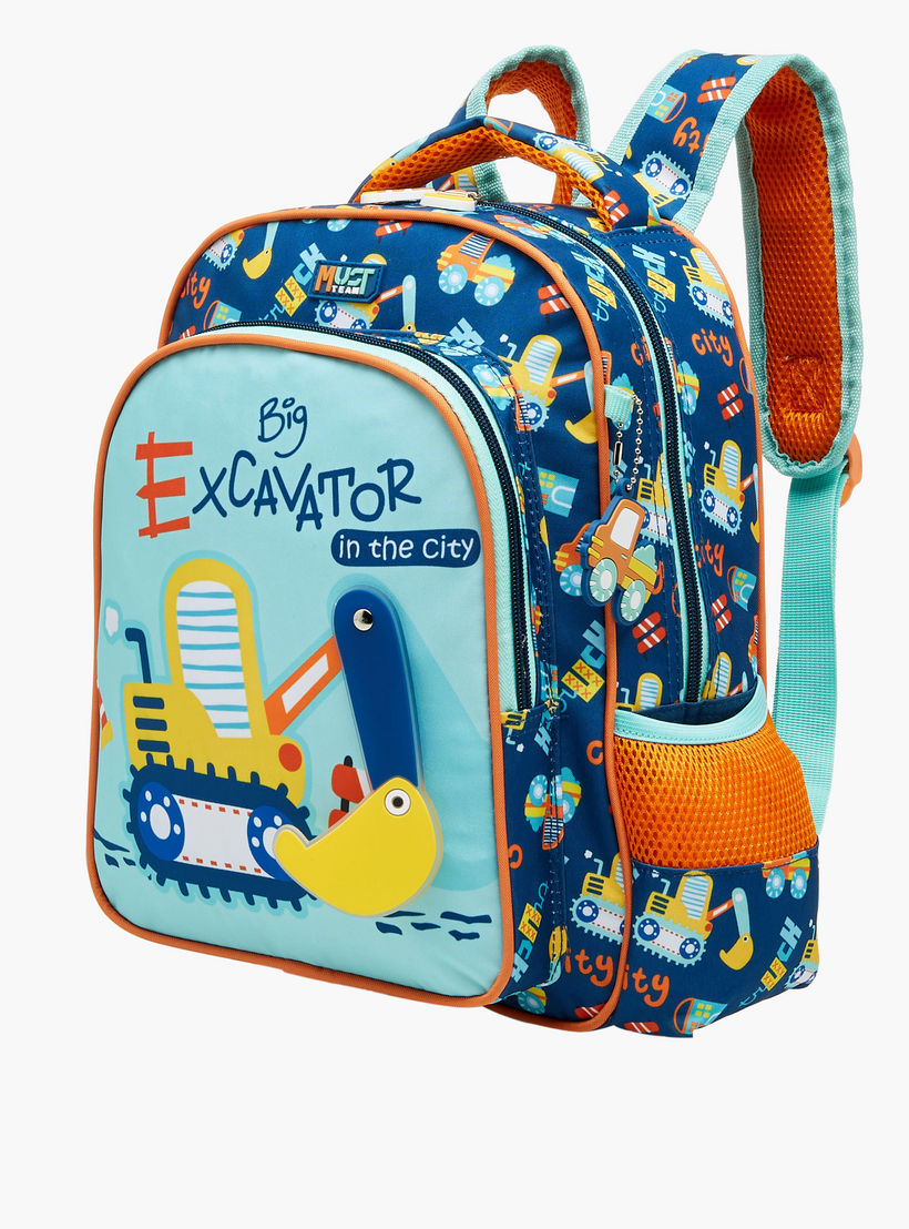 شنطة ظهر بطبعات حفارة مع حمالات قابلة للتعديل وسحاب إغلاق من موست - 27x10x31 سم-school-bagsandbackpacks-backpacks-image-2