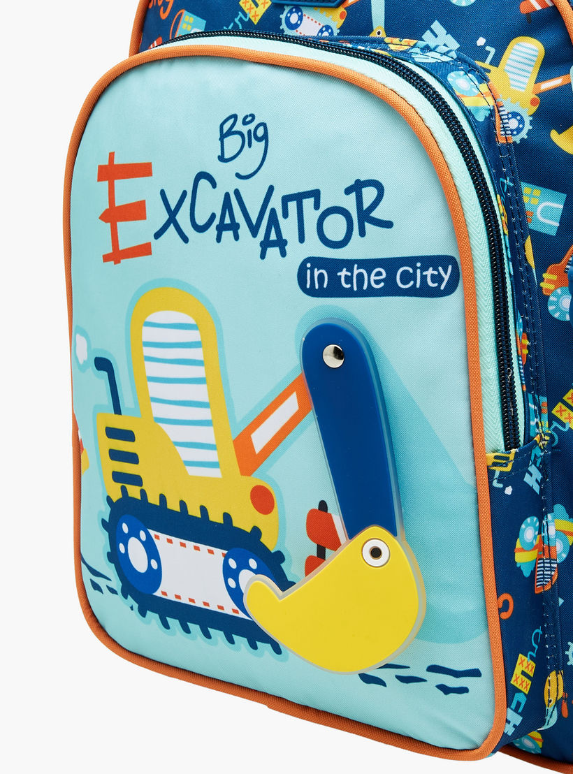 شنطة ظهر بطبعات حفارة مع حمالات قابلة للتعديل وسحاب إغلاق من موست - 27x10x31 سم-school-bagsandbackpacks-backpacks-image-5