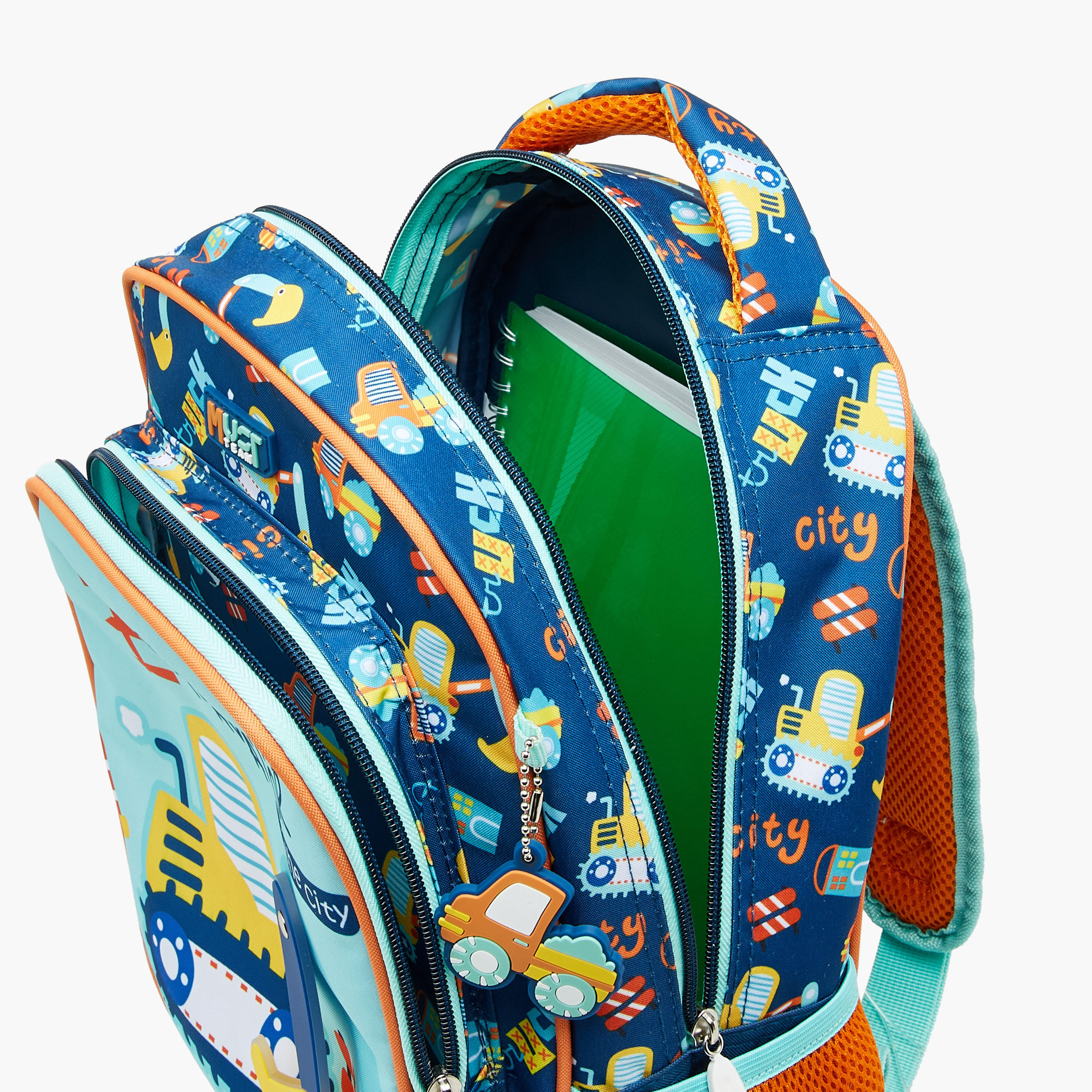 شنطة ظهر بطبعات حفارة مع حمالات قابلة للتعديل وسحاب إغلاق من موست - 27x10x31 سم-school-bagsandbackpacks-backpacks-image-7