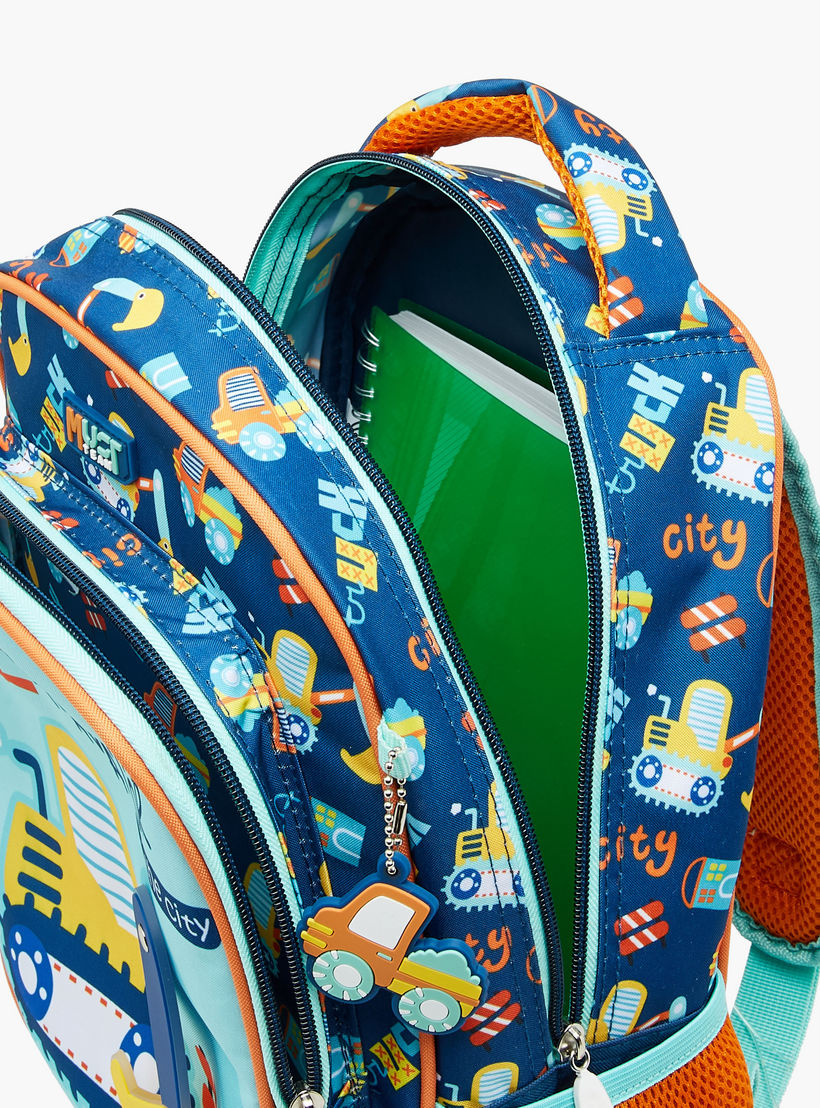 شنطة ظهر بطبعات حفارة مع حمالات قابلة للتعديل وسحاب إغلاق من موست - 27x10x31 سم-school-bagsandbackpacks-backpacks-image-7