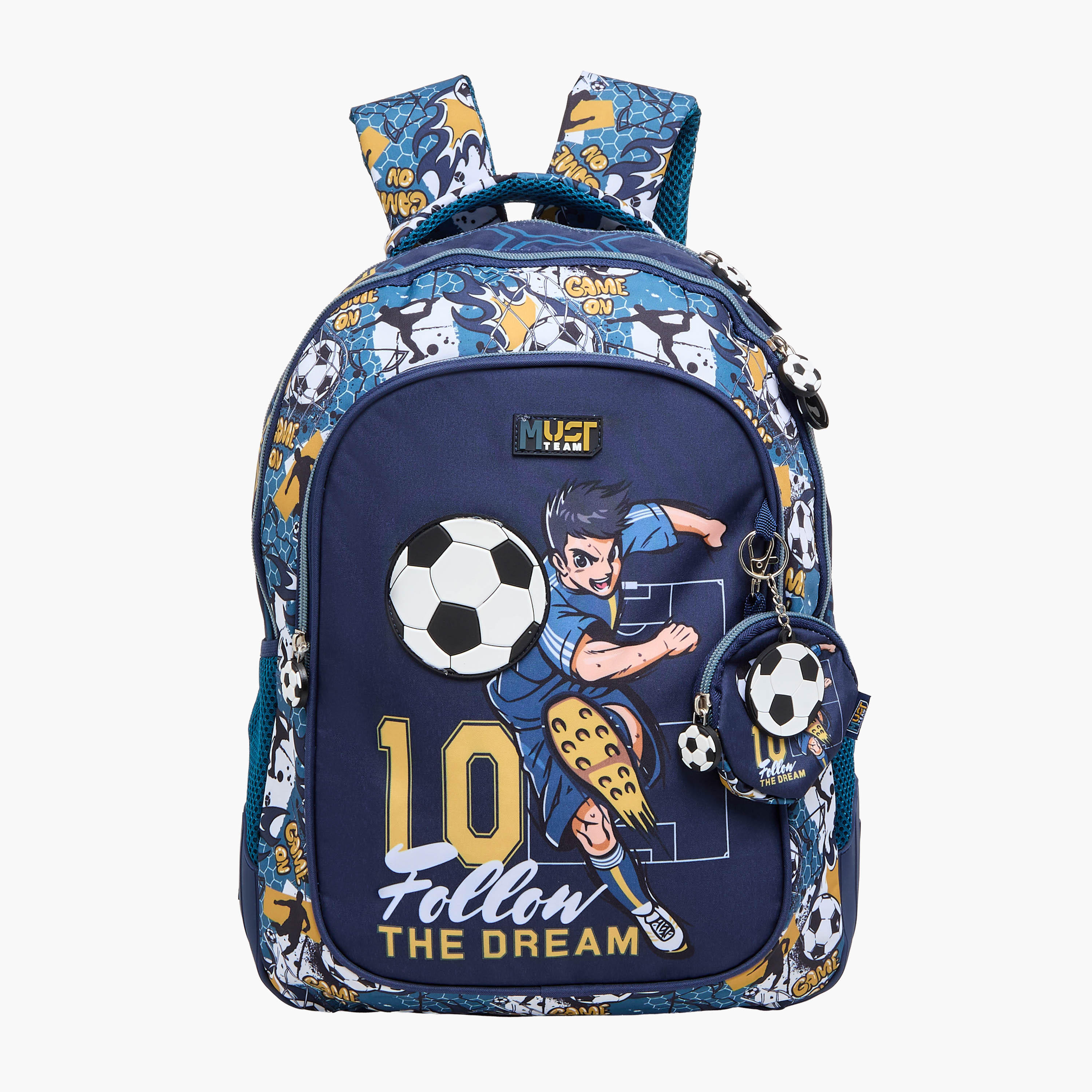 شنطة مدرسية بطبعات كرة القدم وحمالات كتف قابلة للتعديل من موست - 32×18×43 سم-school-bagsandbackpacks-backpacks-image-1
