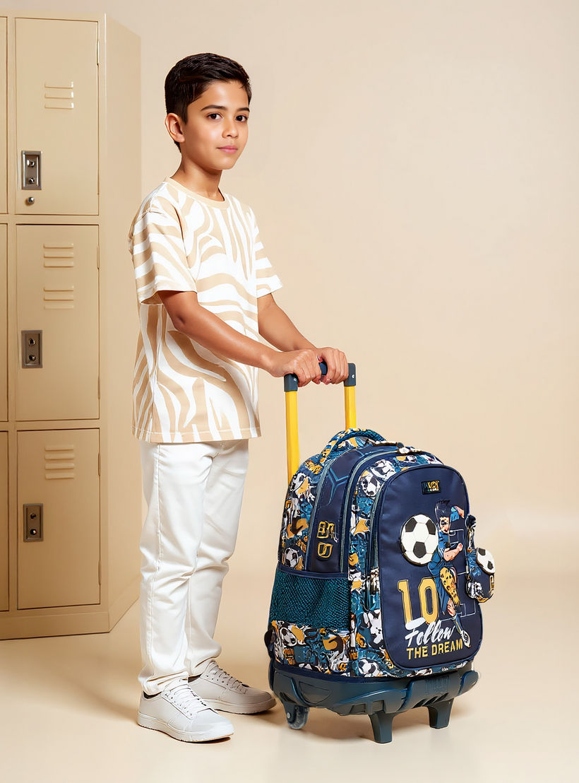 MUST Football Print Trolley Backpack with Retractable Handle -34x20x44 cms-school-bagsandbackpacks-trolleybags-image-3