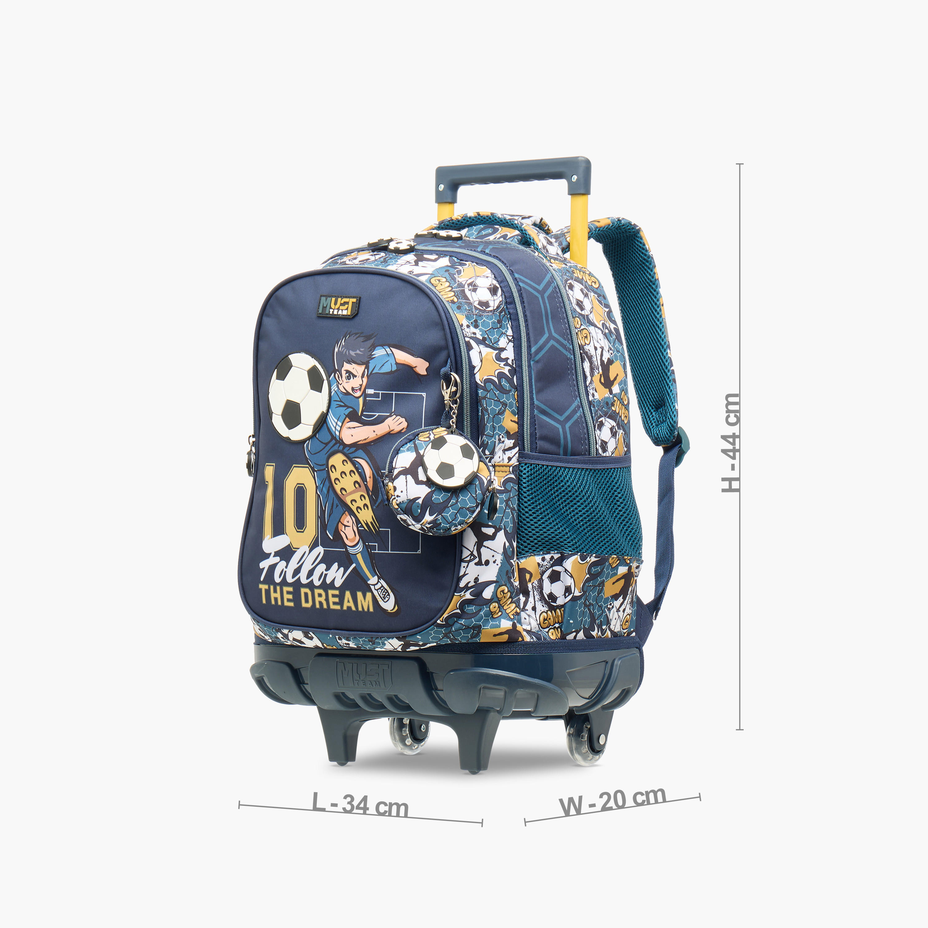 MUST Football Print Trolley Backpack with Retractable Handle -34x20x44 cms-school-bagsandbackpacks-trolleybags-image-4
