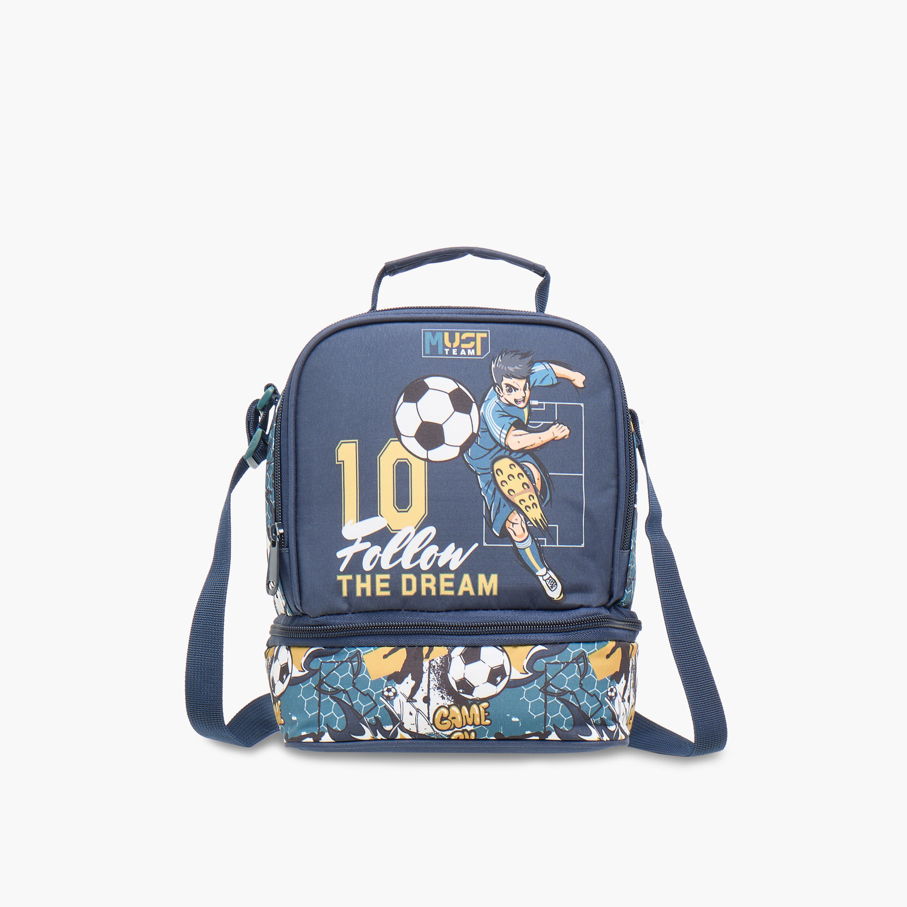 MUST Football Print Lunch Bag with Zip Closure-school-lunchessentials-lunchbags-image-1