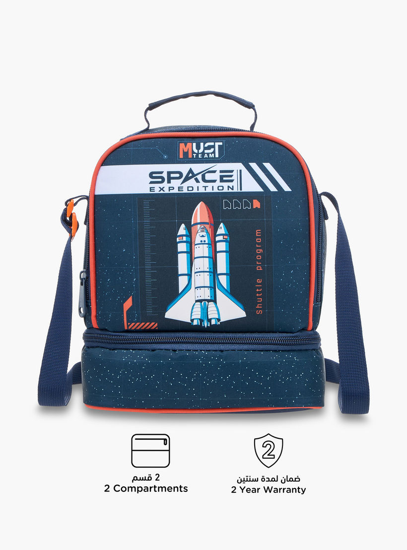 MUST Rocket Print Lunch Bag with Adjustable Strap and Zip Closure-school-lunchessentials-lunchbags-image-4