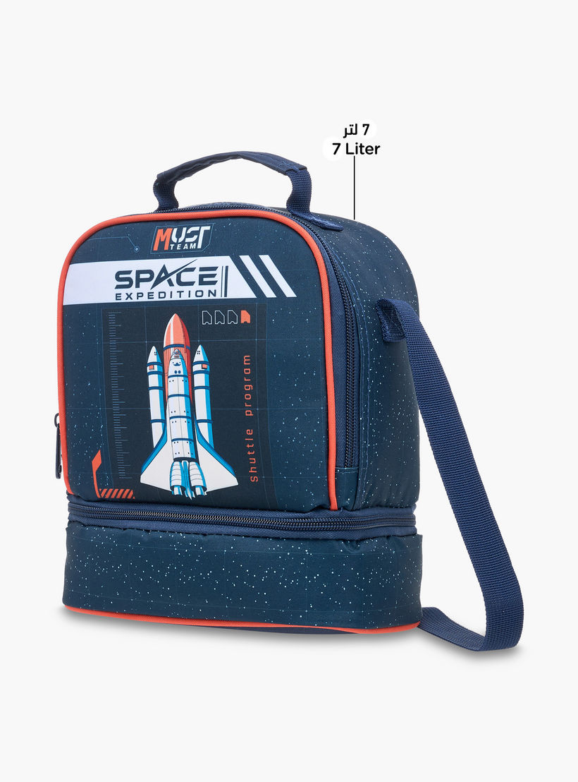 MUST Rocket Print Lunch Bag with Adjustable Strap and Zip Closure-school-lunchessentials-lunchbags-image-6