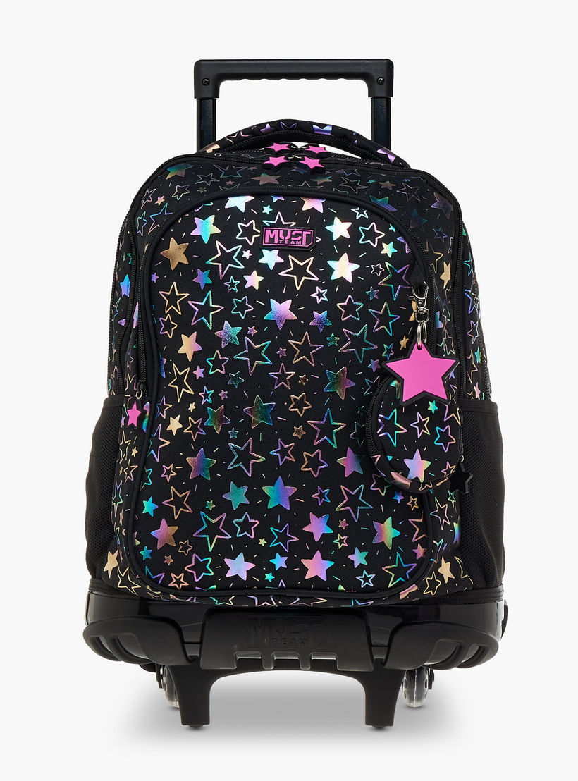شنطة ترولي للبنات 5-8 سنوات بمقبض قابل للسحب وطبعات من ماست-school-bagsandbackpacks-trolleybags-image-1
