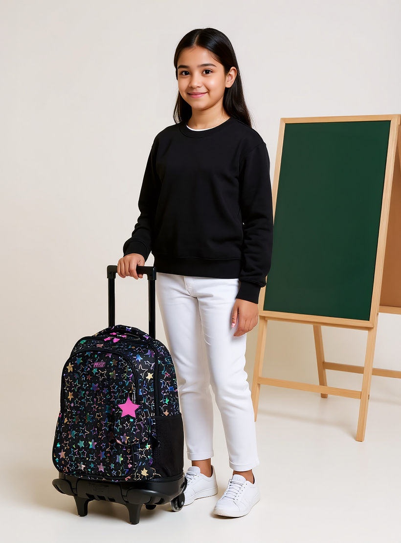 شنطة ترولي للبنات 5-8 سنوات بمقبض قابل للسحب وطبعات من ماست-school-bagsandbackpacks-trolleybags-image-2