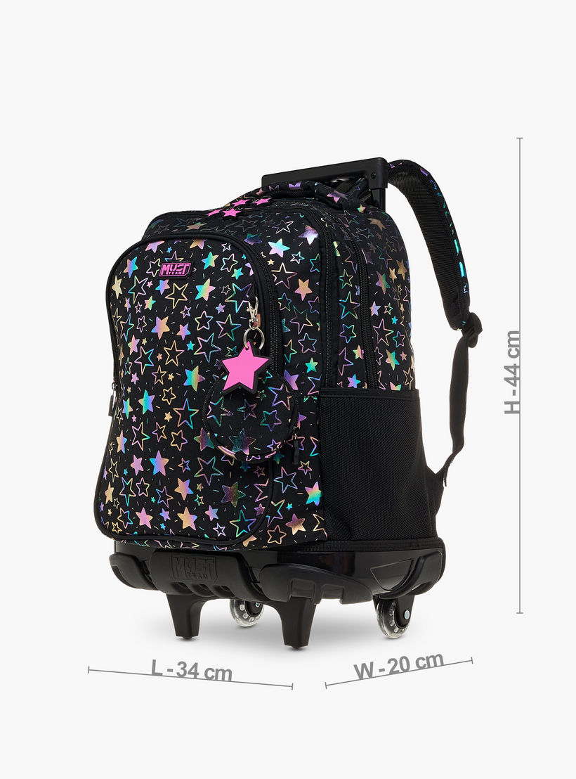 شنطة ترولي للبنات 5-8 سنوات بمقبض قابل للسحب وطبعات من ماست-school-bagsandbackpacks-trolleybags-image-4