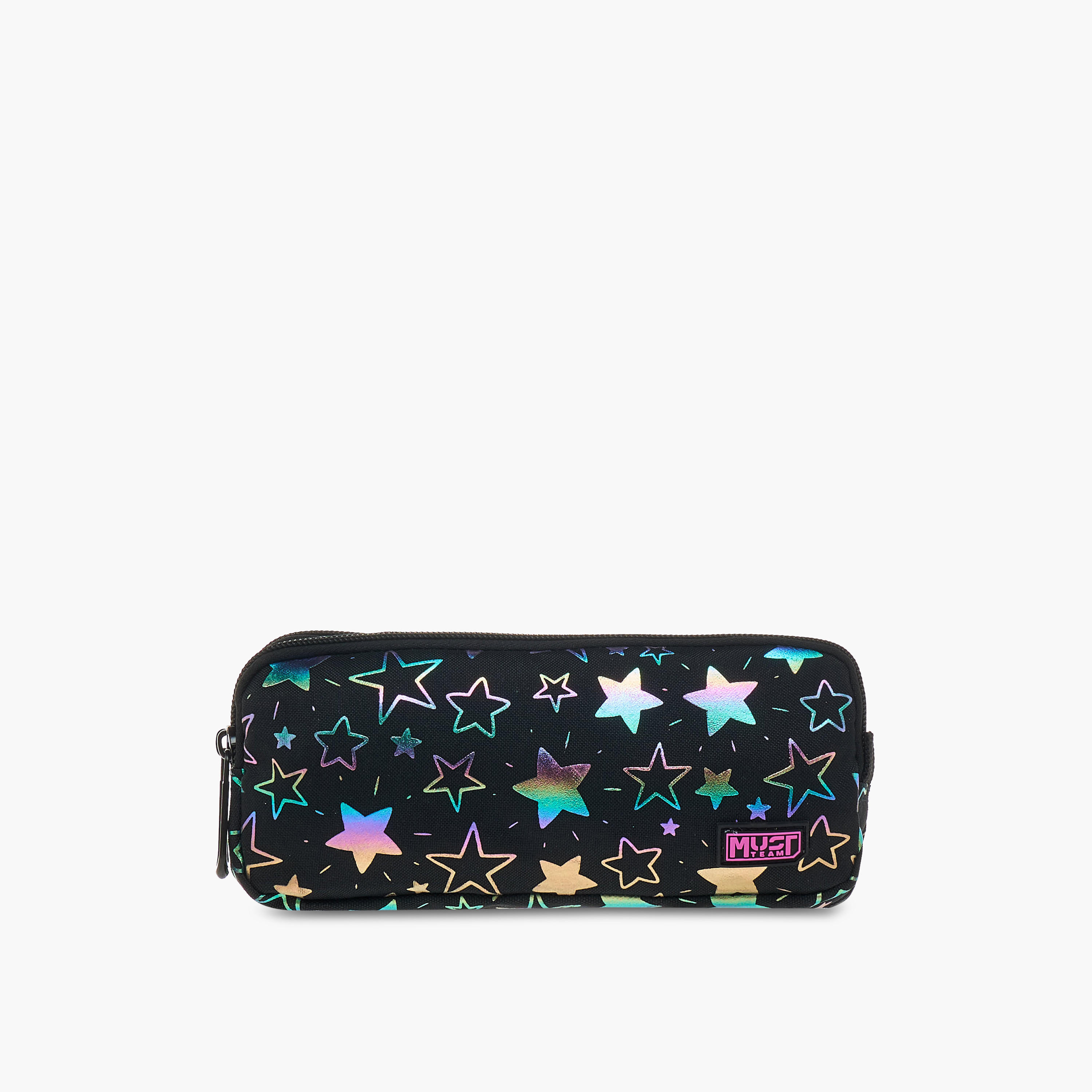MUST Star Print 2-Compartment Pencil Pouch with Zip Closure-school-stationery-pencilcases-image-1