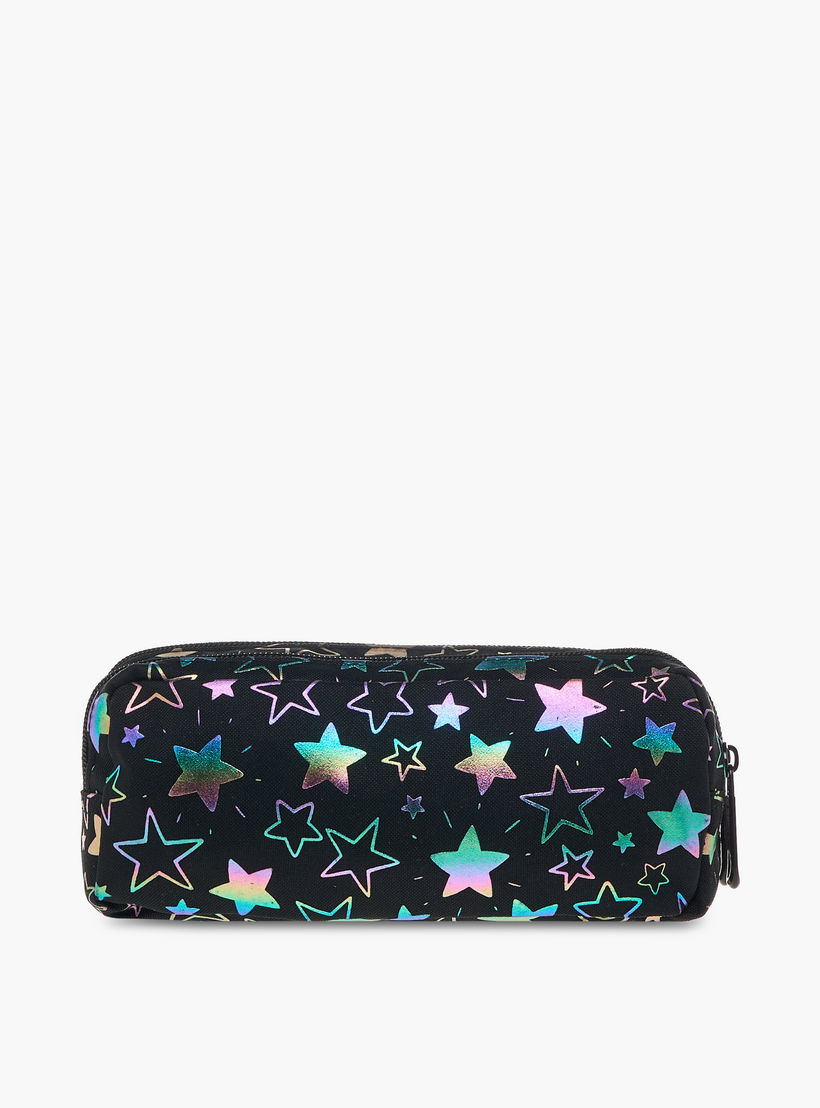 MUST Star Print 2-Compartment Pencil Pouch with Zip Closure-school-stationery-pencilcases-image-3