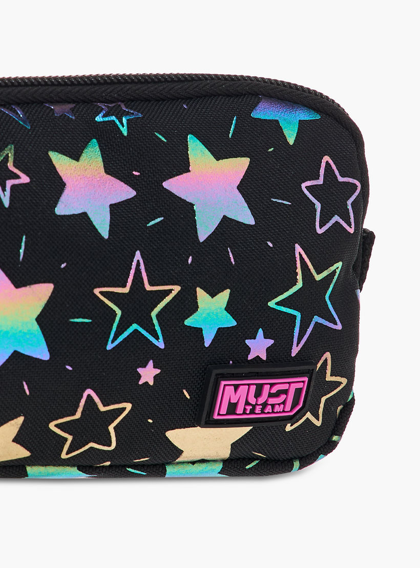 MUST Star Print 2-Compartment Pencil Pouch with Zip Closure-school-stationery-pencilcases-image-5