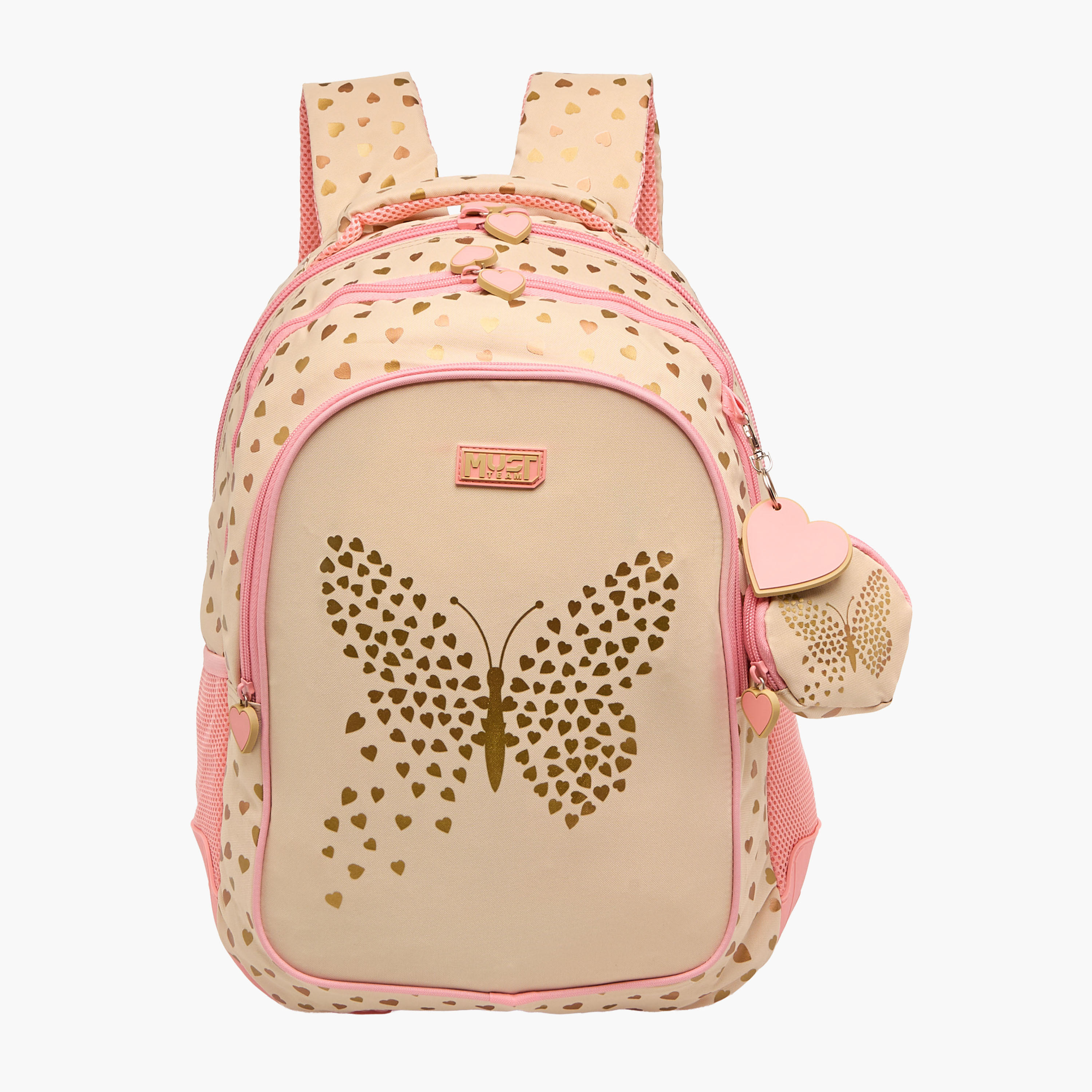 شنطة ظهر بطبعات فراشة وحمالات قابلة للتعديل وسحاب إغلاق من ماست - 32x18x43 سم-school-bagsandbackpacks-backpacks-image-1