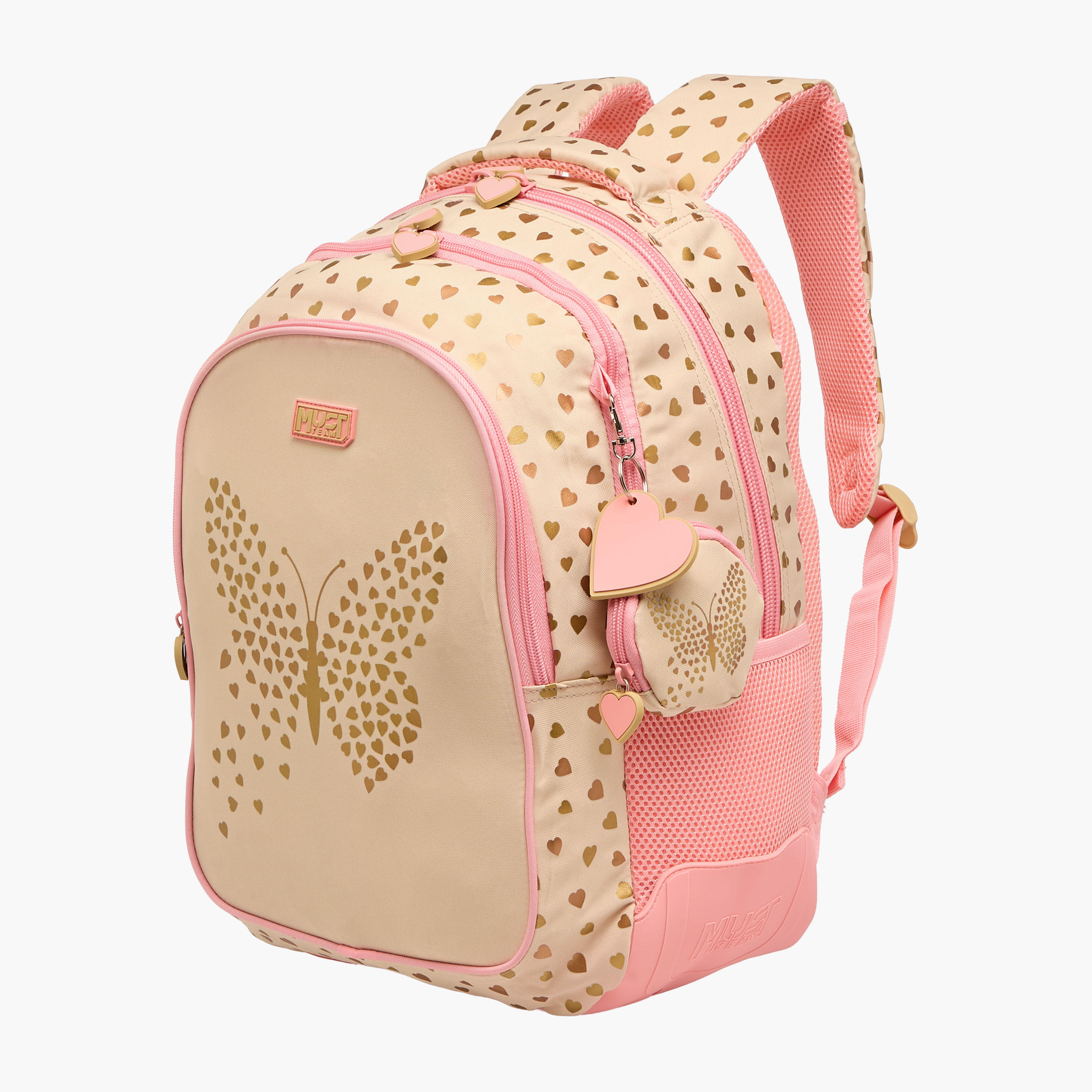 شنطة ظهر بطبعات فراشة وحمالات قابلة للتعديل وسحاب إغلاق من ماست - 32x18x43 سم-school-bagsandbackpacks-backpacks-image-2