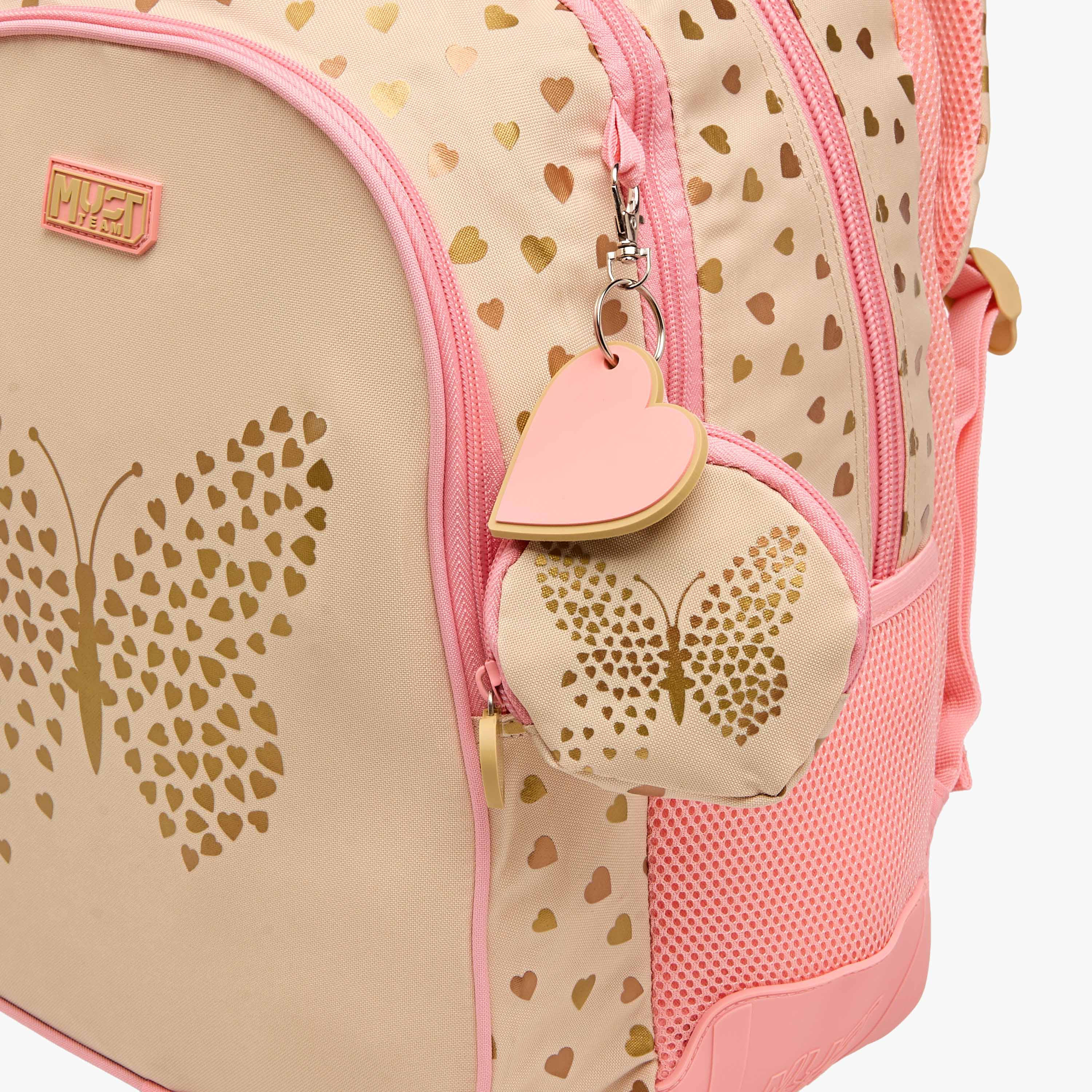 شنطة ظهر بطبعات فراشة وحمالات قابلة للتعديل وسحاب إغلاق من ماست - 32x18x43 سم-school-bagsandbackpacks-backpacks-image-6