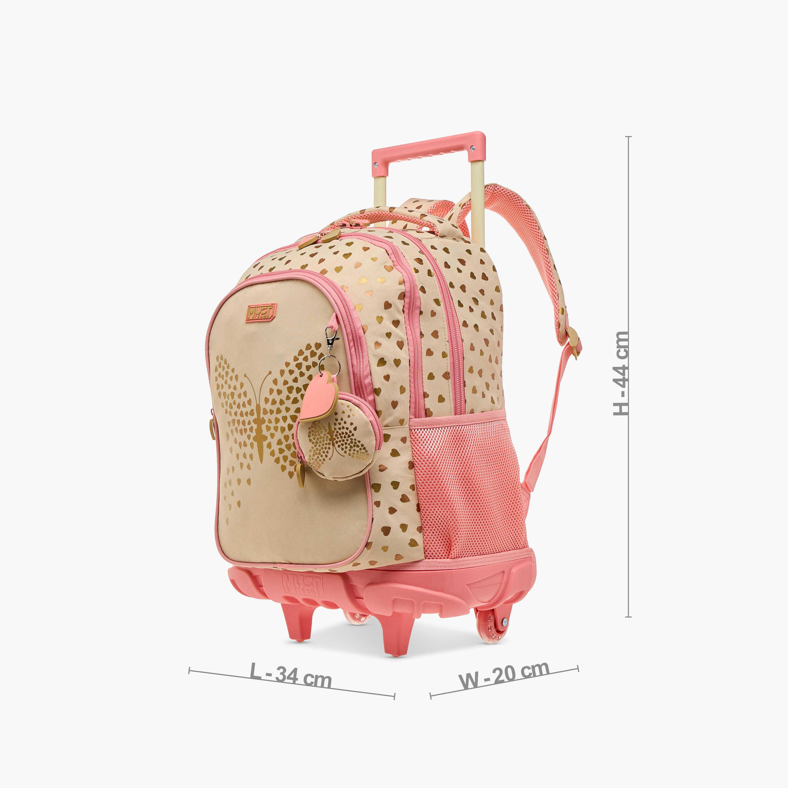 شنطة ترولي للبنات 5-8 سنوات بمقبض قابل للسحب وتصميم فراشة من ماست-school-bagsandbackpacks-trolleybags-image-4