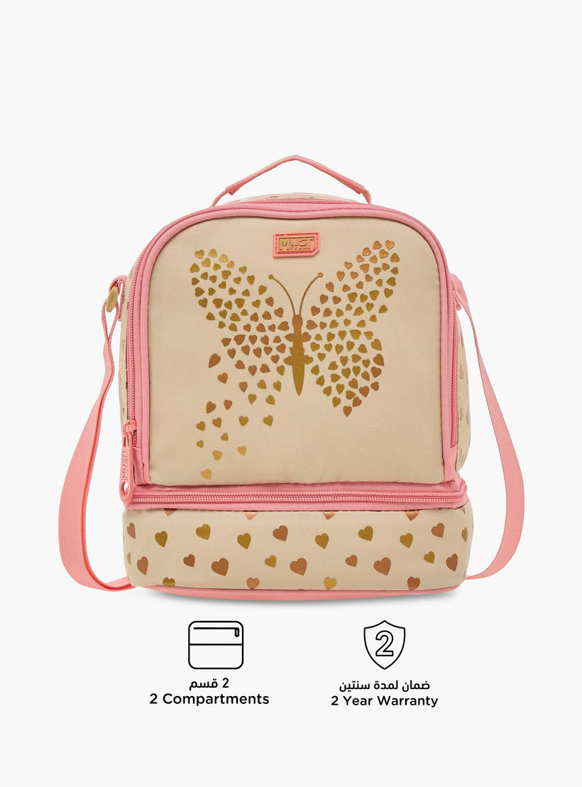 MUST Butterfly Print Lunch Bag with Adjustable Strap and Zip Closure-school-lunchessentials-lunchbags-image-4