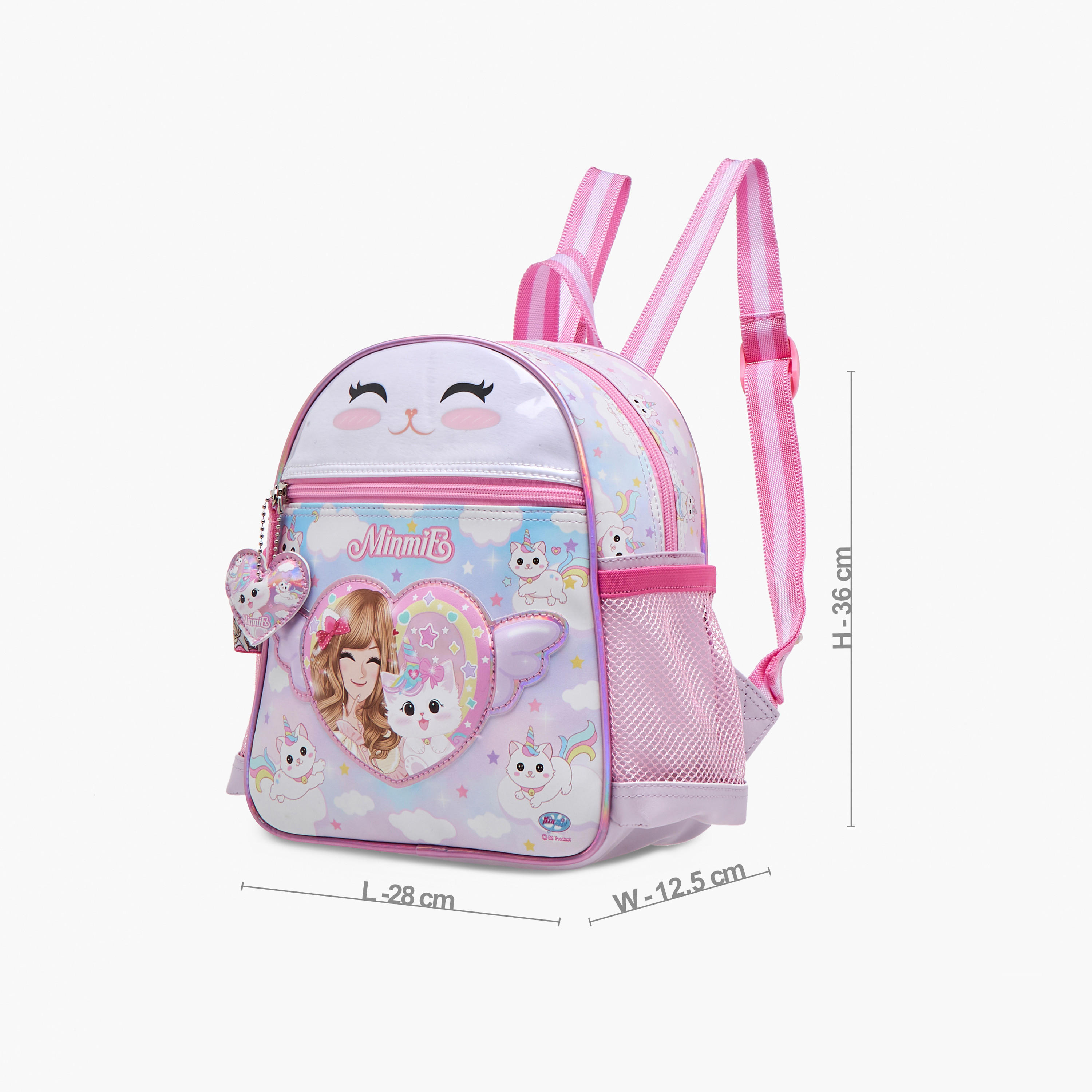 Minmie Caticorn Print 10-inch Backpack with Adjustable Shoulder Straps - 31x13x40 cms-school-bagsandbackpacks-backpacks-image-2