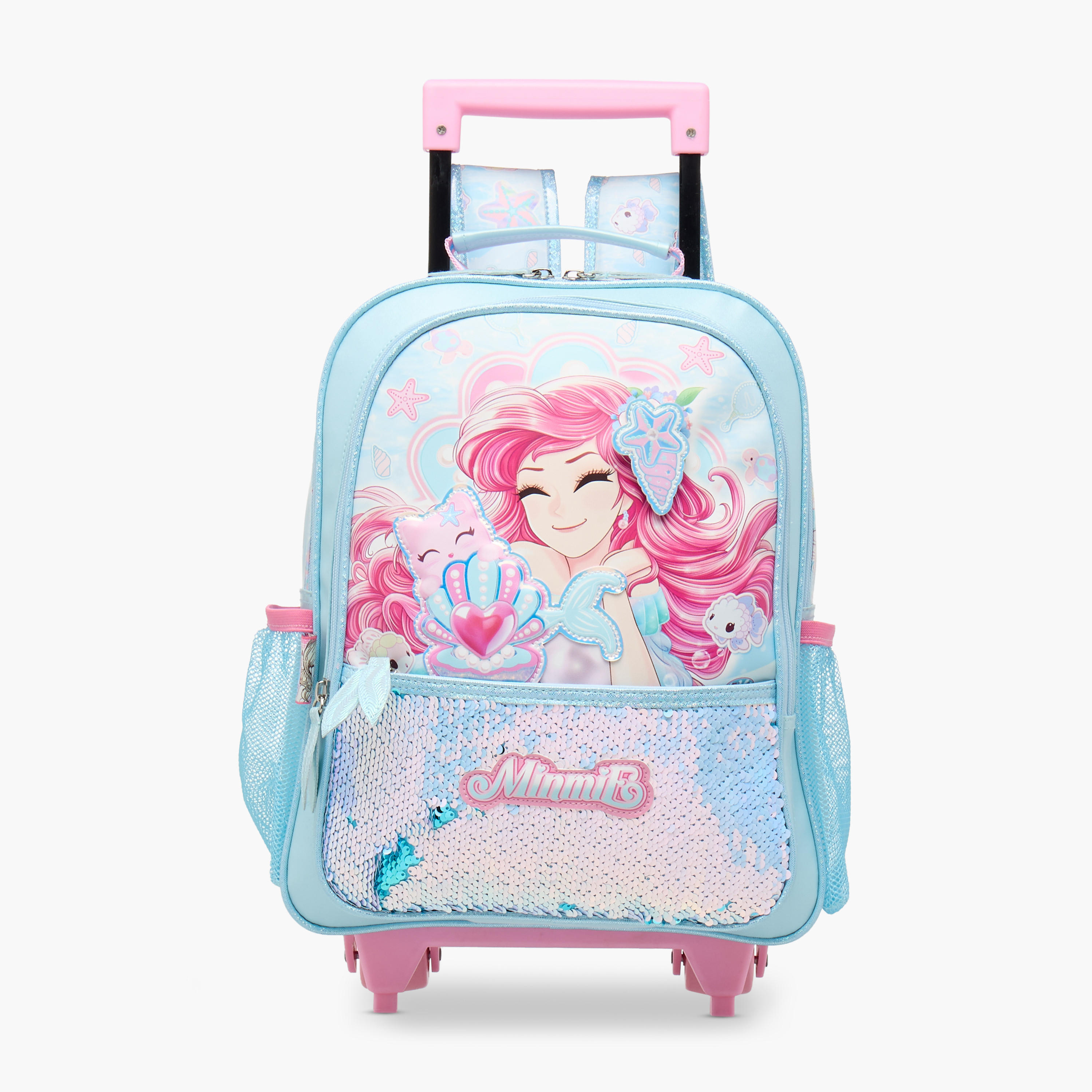 Minmie Mermaid Trolley Bag for Girls 5-8 Years with Padded Shoulder Straps -school-bagsandbackpacks-trolleybags-image-1