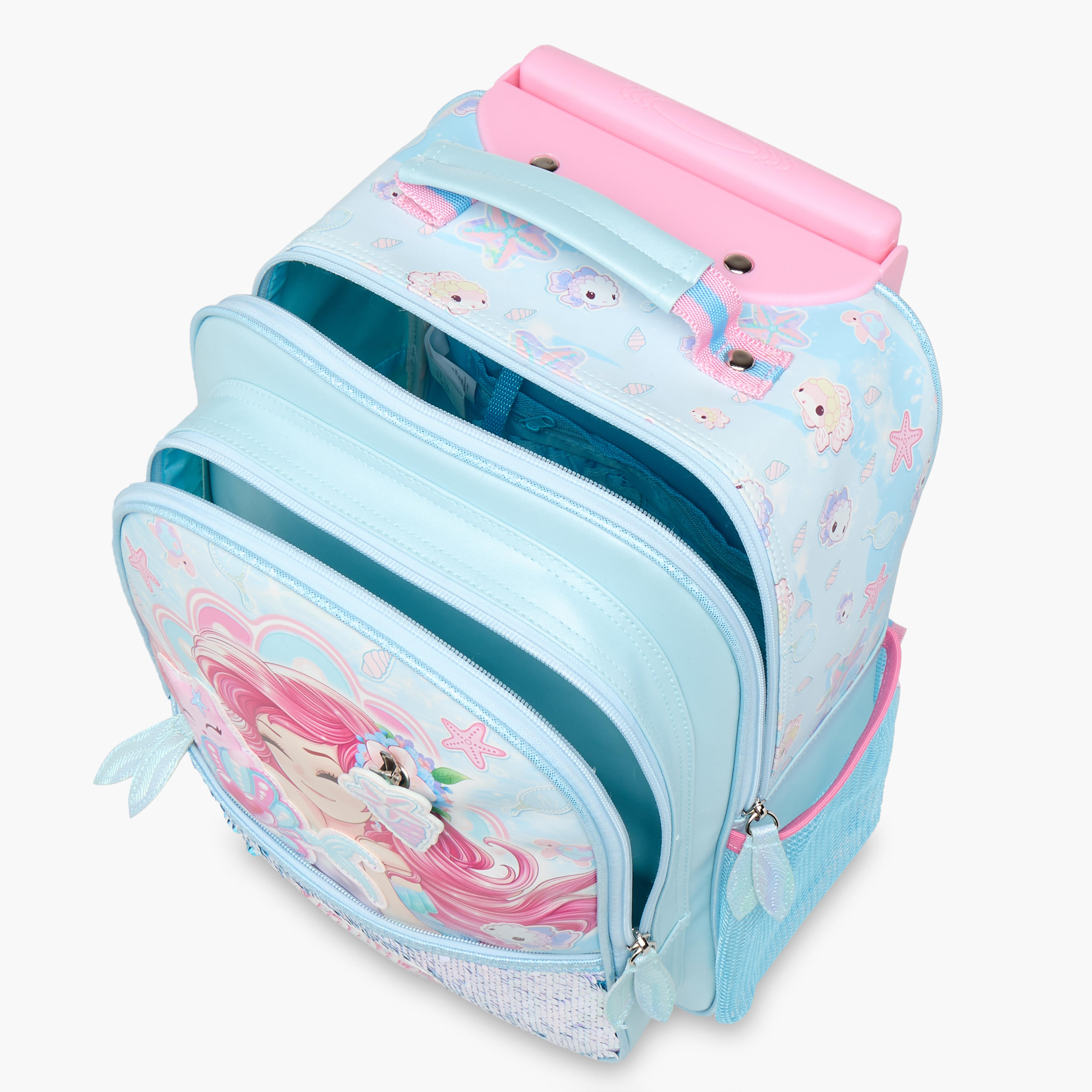 Minmie Mermaid Trolley Bag for Girls 5-8 Years with Padded Shoulder Straps -school-bagsandbackpacks-trolleybags-image-12