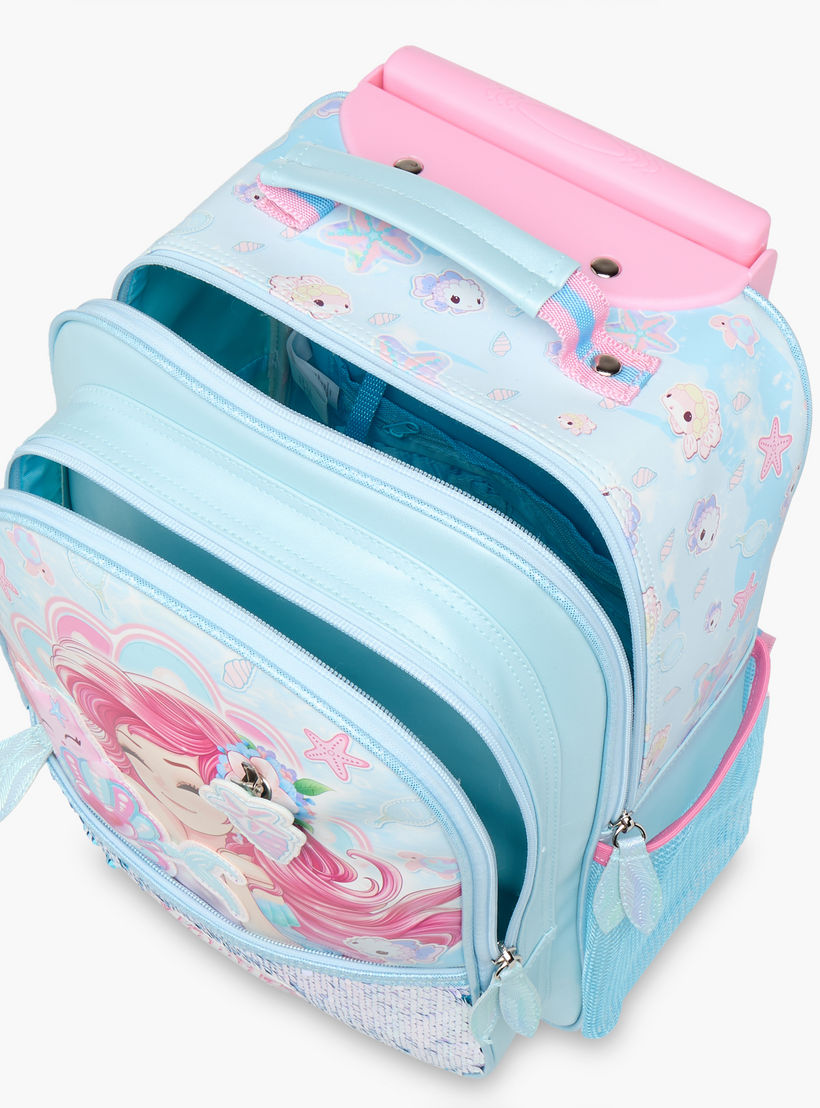 Minmie Mermaid Trolley Bag for Girls 5-8 Years with Padded Shoulder Straps -school-bagsandbackpacks-trolleybags-image-12