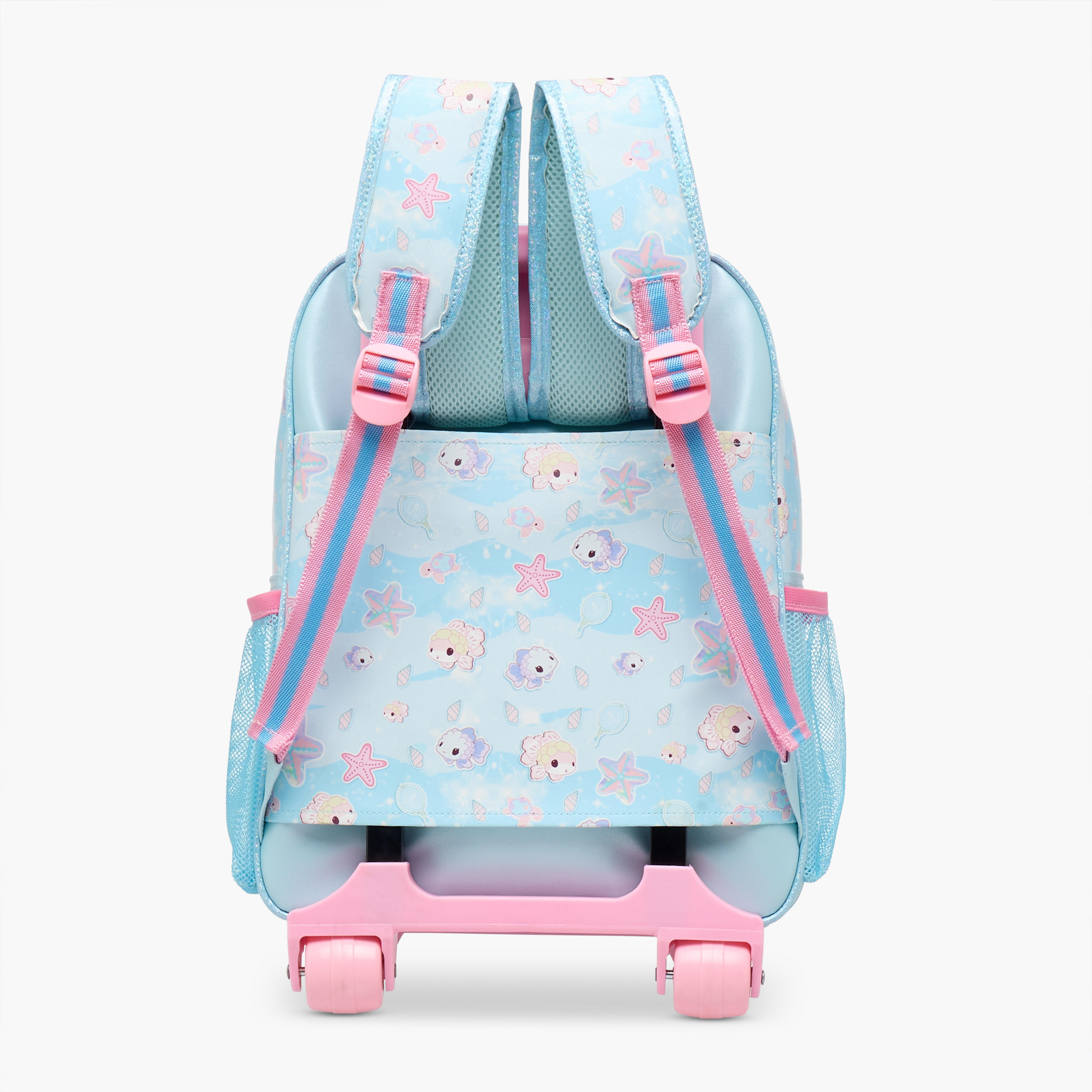 Minmie Mermaid Trolley Bag for Girls 5-8 Years with Padded Shoulder Straps -school-bagsandbackpacks-trolleybags-image-5