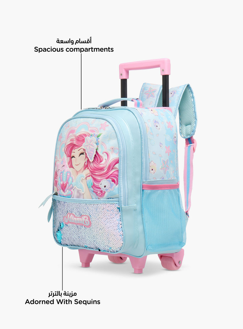 Minmie Mermaid Trolley Bag for Girls 5-8 Years with Padded Shoulder Straps -school-bagsandbackpacks-trolleybags-image-6