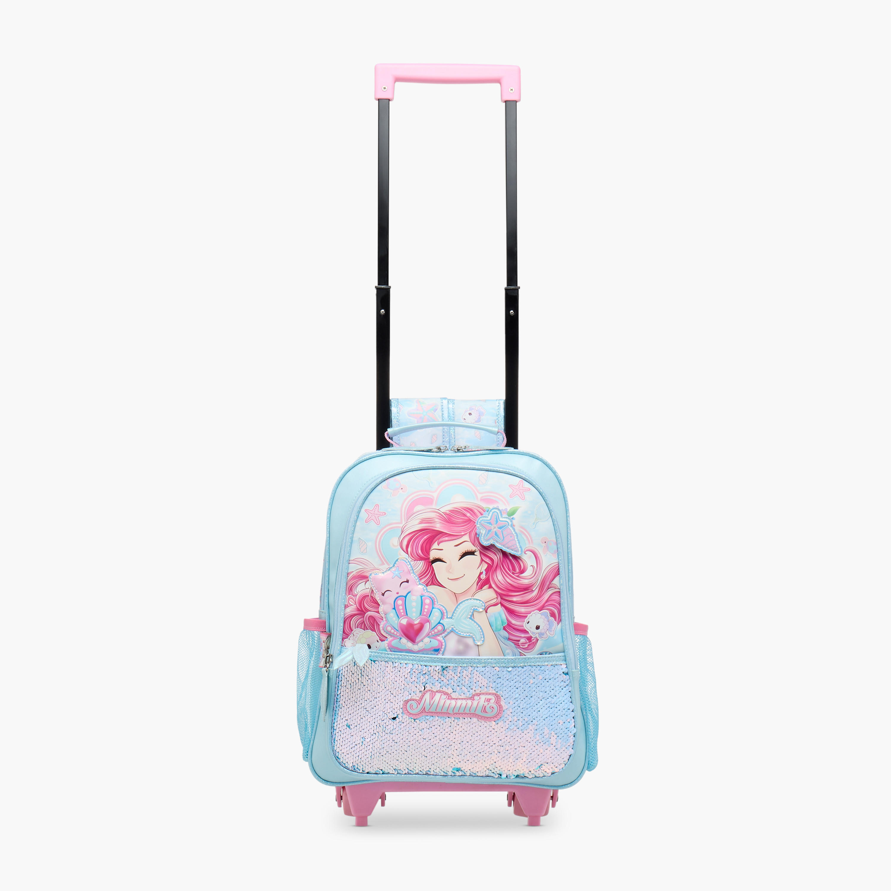 Minmie Mermaid Trolley Bag for Girls 5-8 Years with Padded Shoulder Straps -school-bagsandbackpacks-trolleybags-image-7