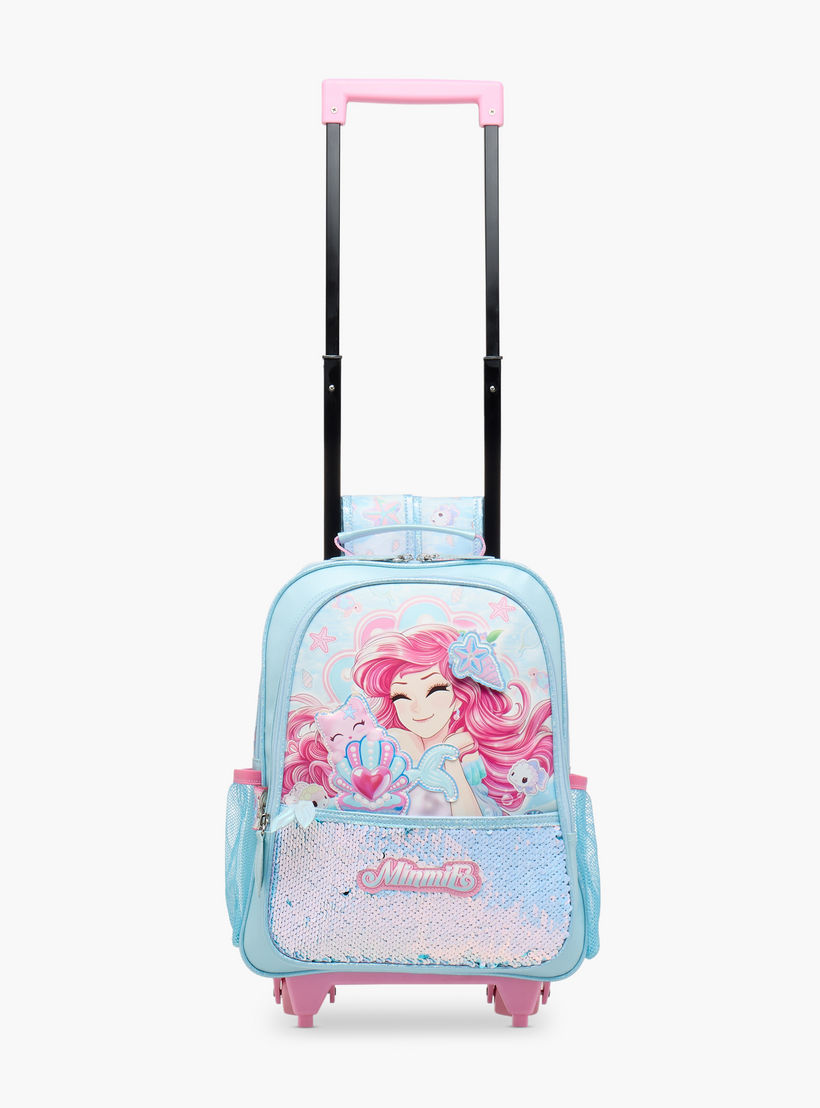 Minmie Mermaid Trolley Bag for Girls 5-8 Years with Padded Shoulder Straps -school-bagsandbackpacks-trolleybags-image-7