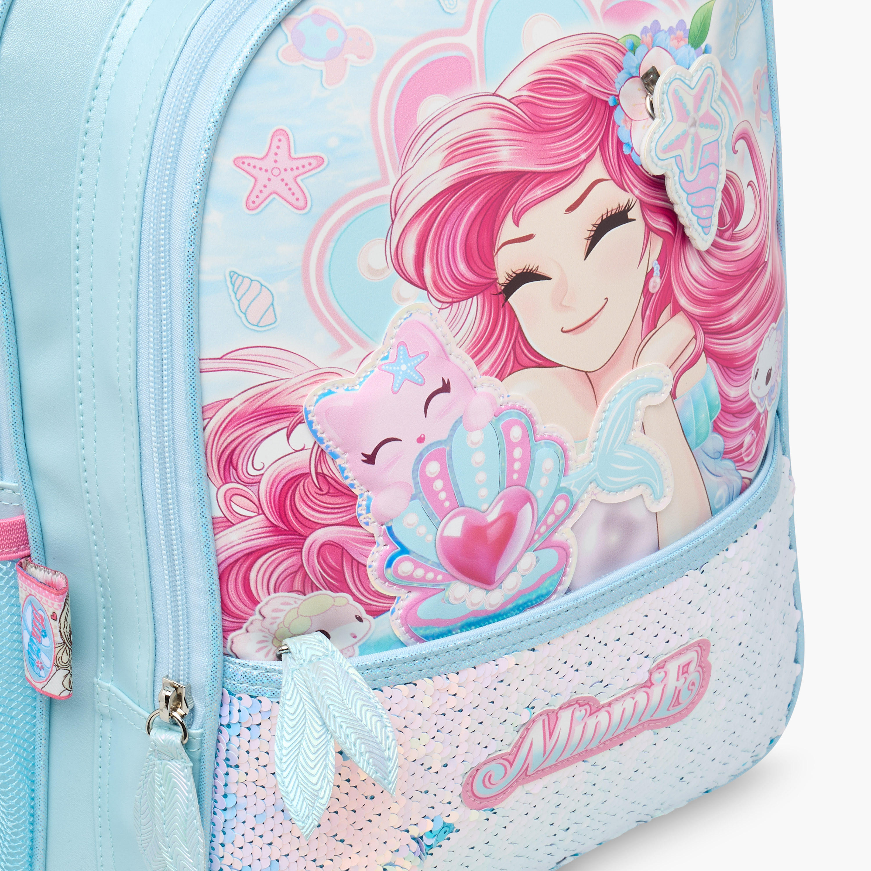 Minmie Mermaid Trolley Bag for Girls 5-8 Years with Padded Shoulder Straps -school-bagsandbackpacks-trolleybags-image-8
