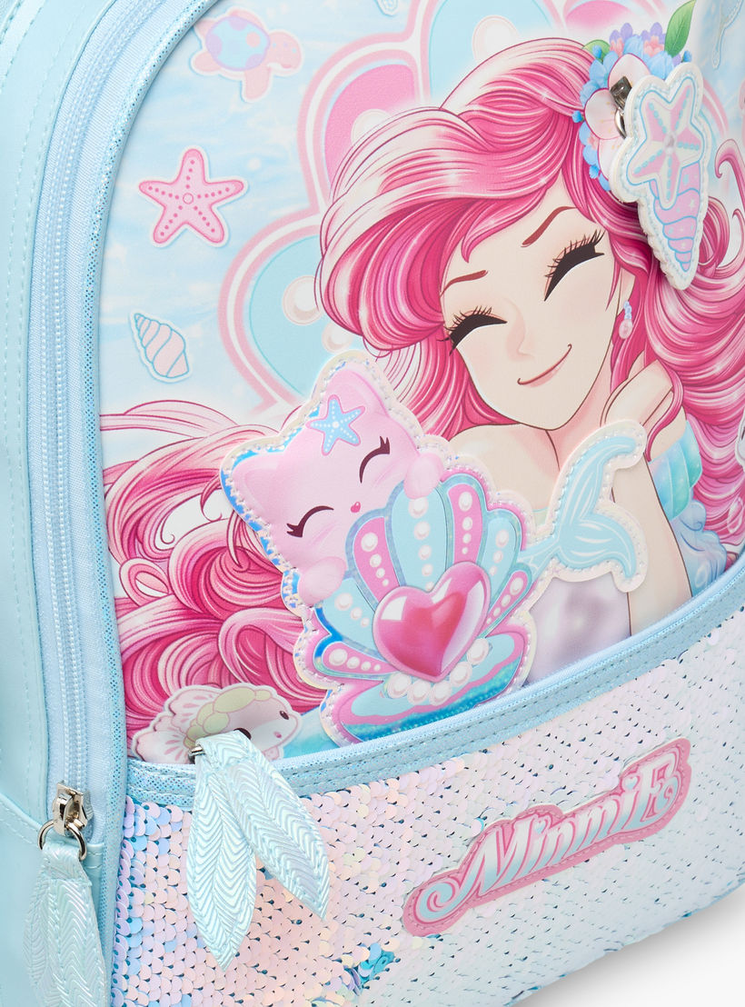 Minmie Mermaid Trolley Bag for Girls 5-8 Years with Padded Shoulder Straps -school-bagsandbackpacks-trolleybags-image-8