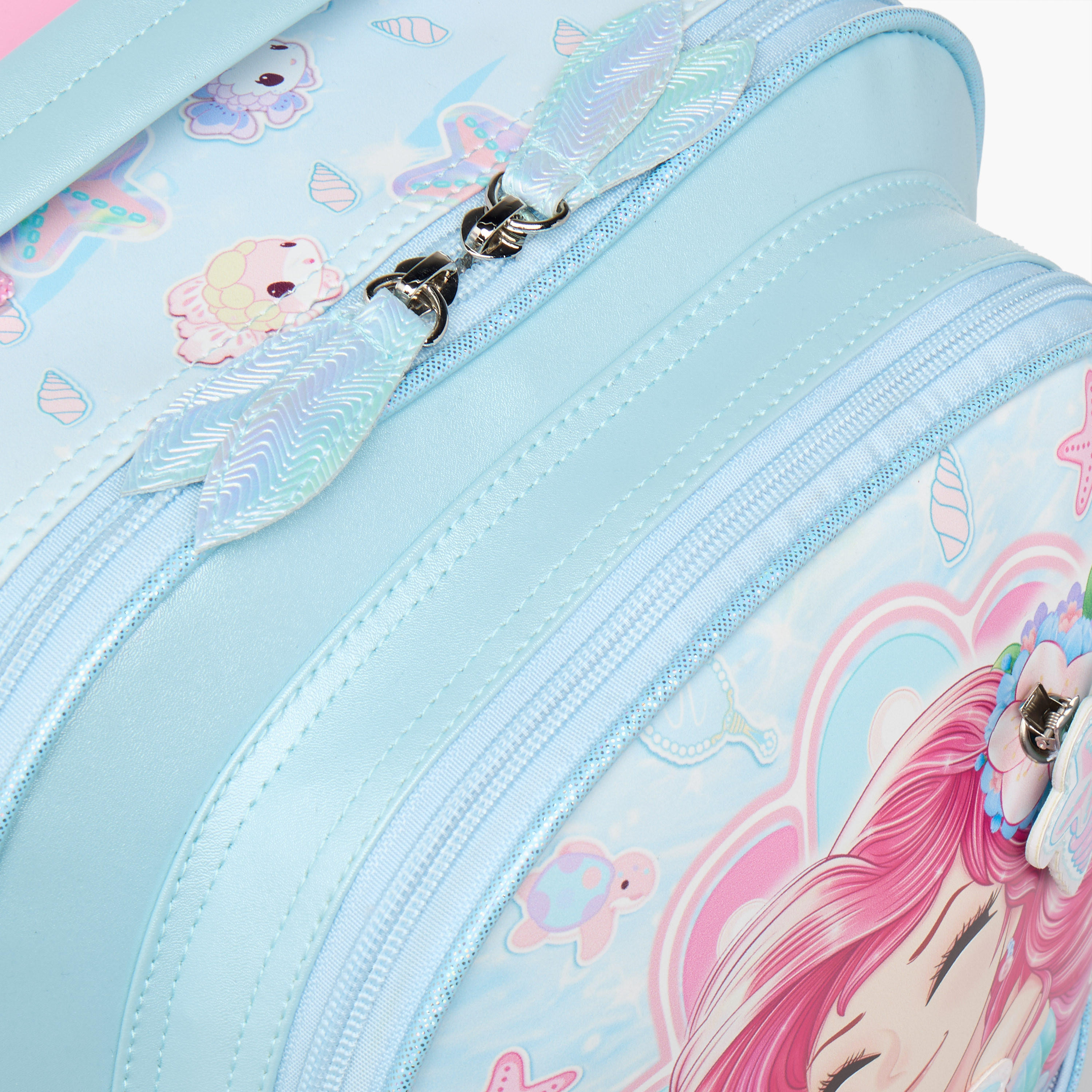 Minmie Mermaid Trolley Bag for Girls 5-8 Years with Padded Shoulder Straps -school-bagsandbackpacks-trolleybags-image-9
