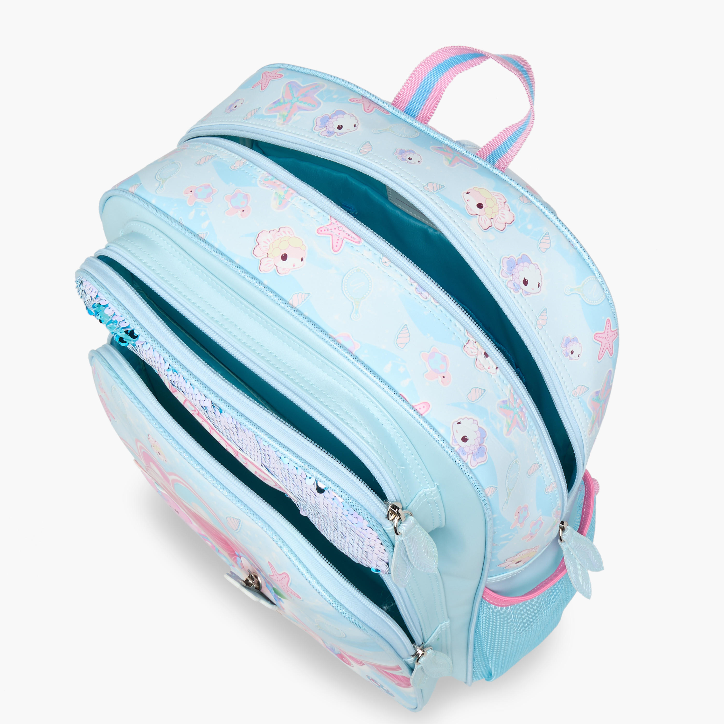 Minmie Mermaid Print 16-inch Backpack with Adjustable Straps and Zip Closure - 21x10x23 cms-school-bagsandbackpacks-backpacks-image-10