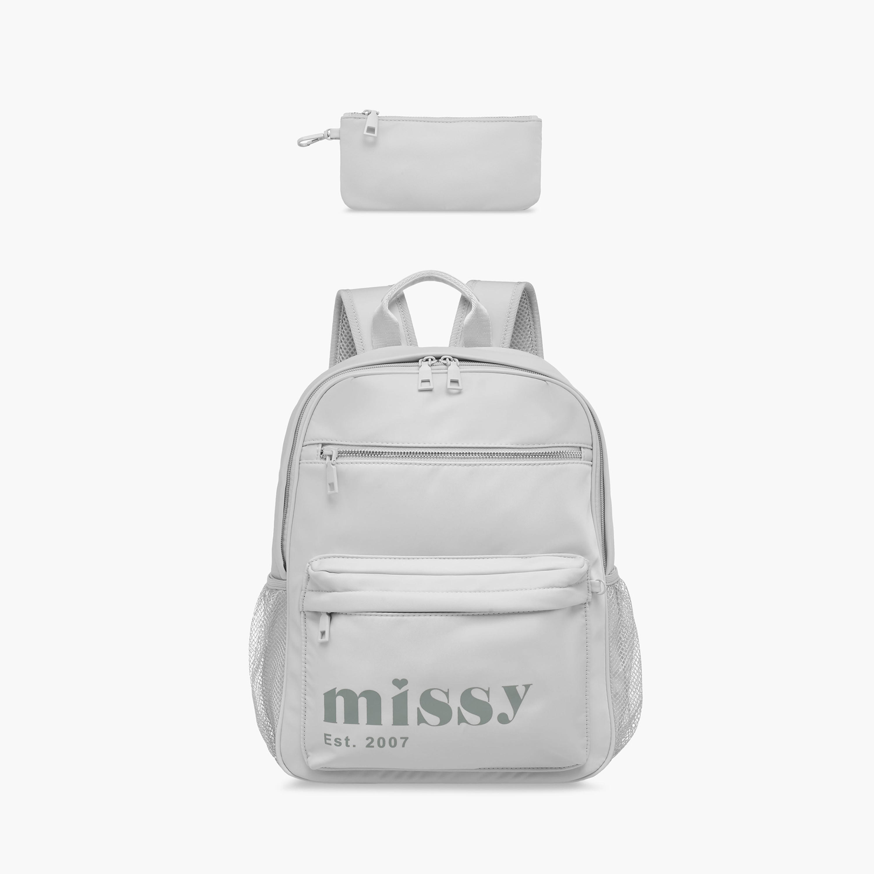 Missy Logo Print 2-Piece School Backpack Set for Kids with Pencil Pouch - 30x12x40 cm-cpwomen-fashionaccessories-bagsandwallets-backpacks-image-1