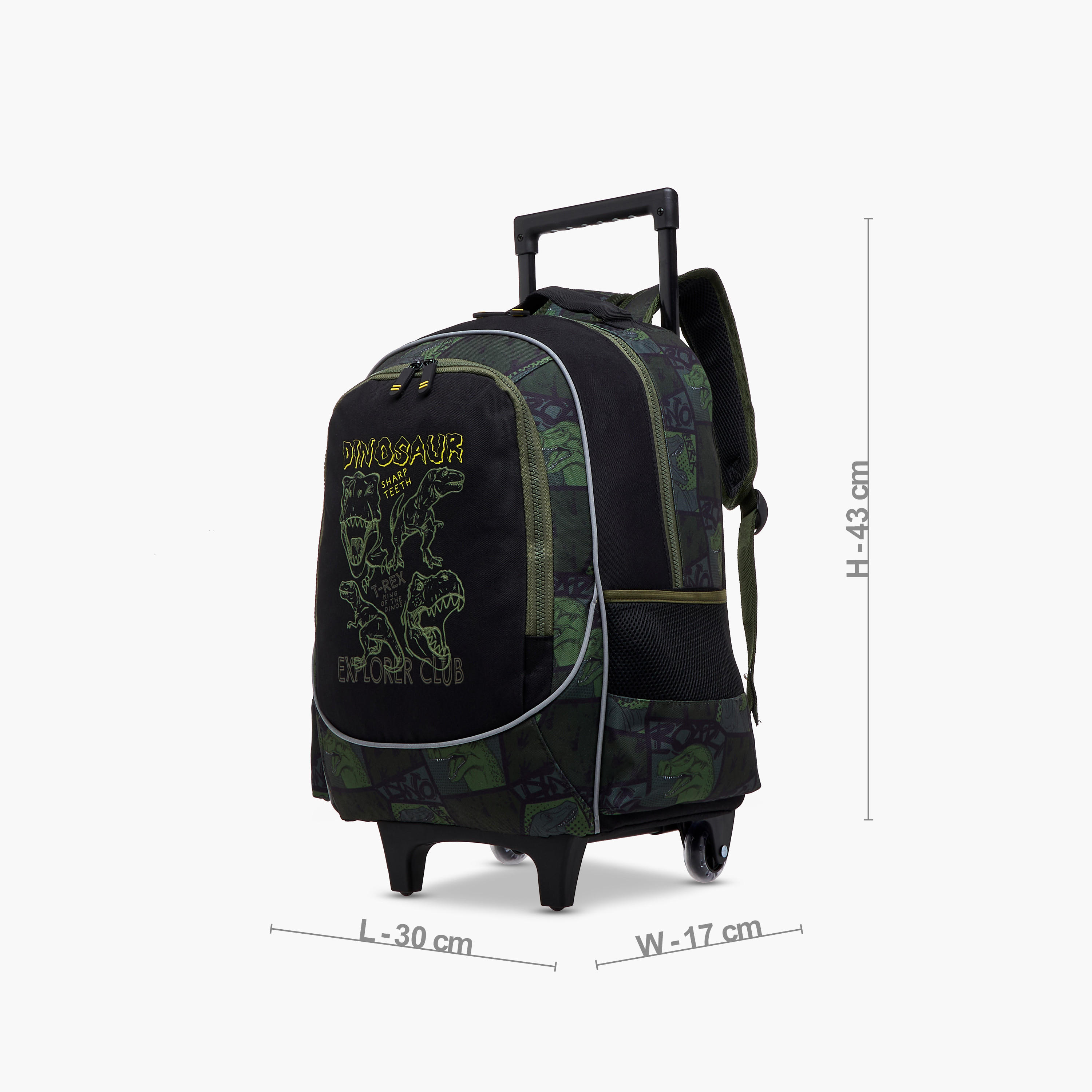 Dinosaur Trolley Bag for Boys 5-8 Years with Padded Shoulder Straps -school-bagsandbackpacks-trolleybags-image-2