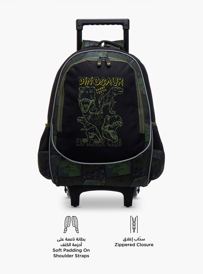 Dinosaur Trolley Bag for Boys 5-8 Years with Padded Shoulder Straps -school-bagsandbackpacks-trolleybags-image-4