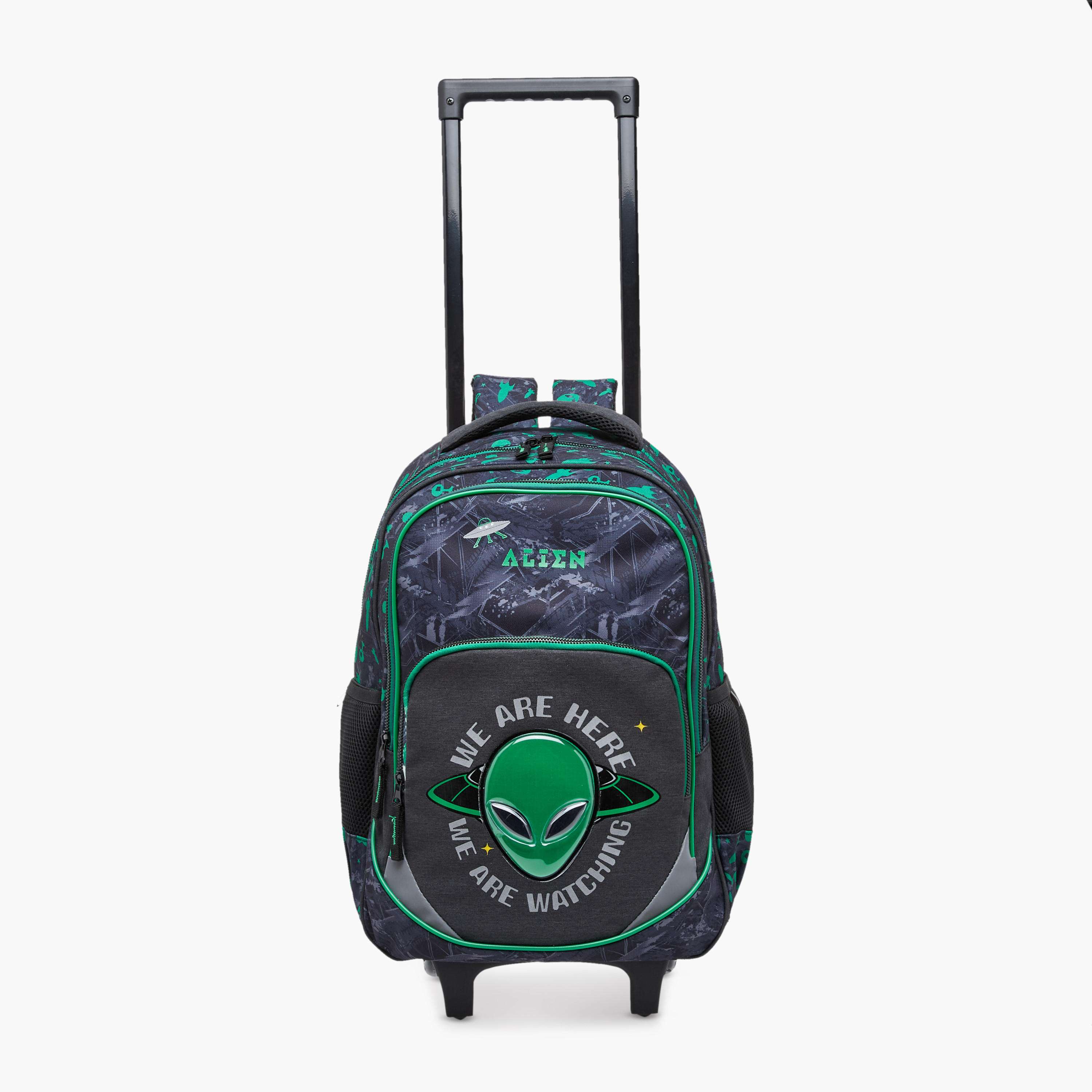 شنطة ترولي للأطفال 5-8 سنوات بأحزمة كتف مبطّنة وتصميم فضاء-school-bagsandbackpacks-trolleybags-image-14