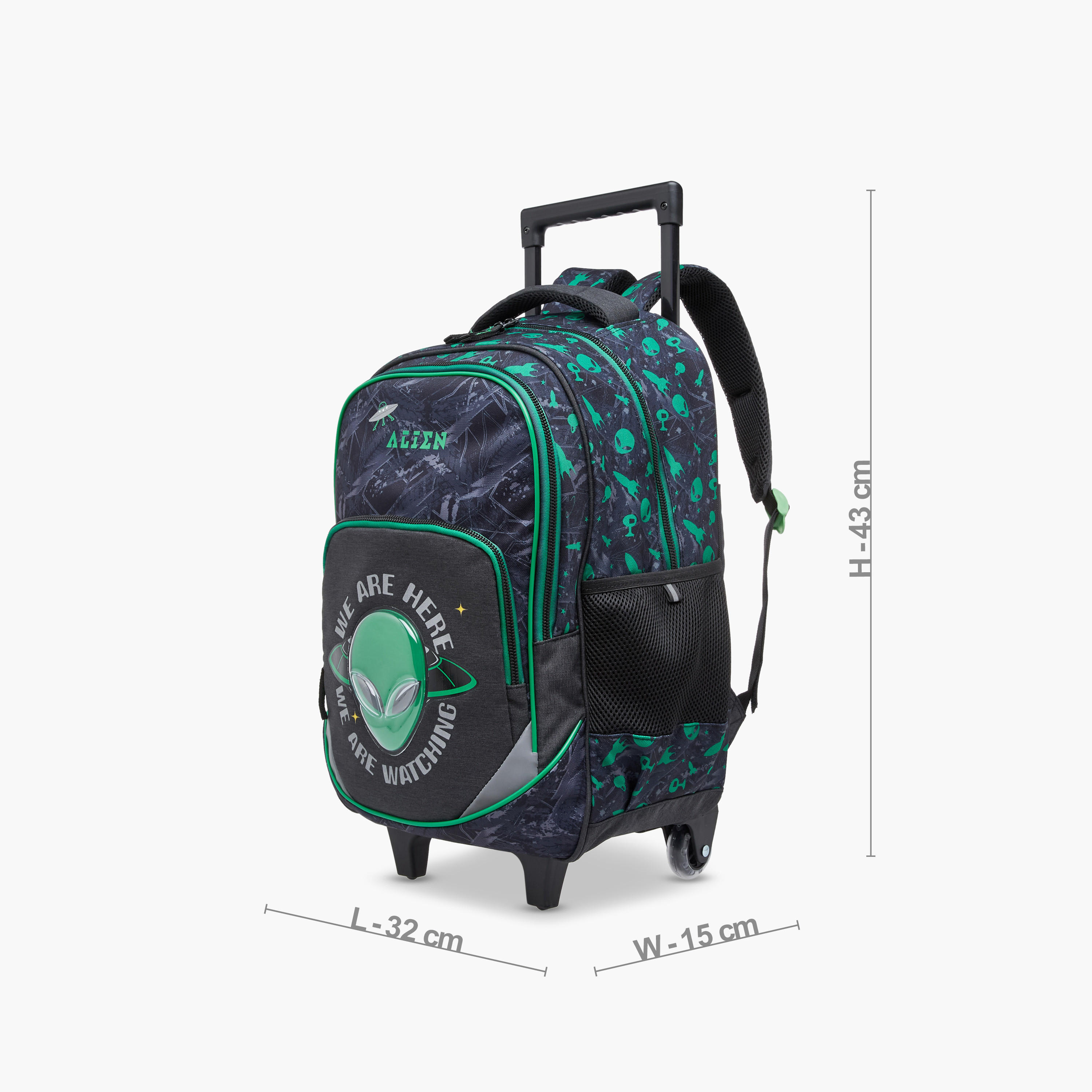شنطة ترولي للأطفال 5-8 سنوات بأحزمة كتف مبطّنة وتصميم فضاء-school-bagsandbackpacks-trolleybags-image-2