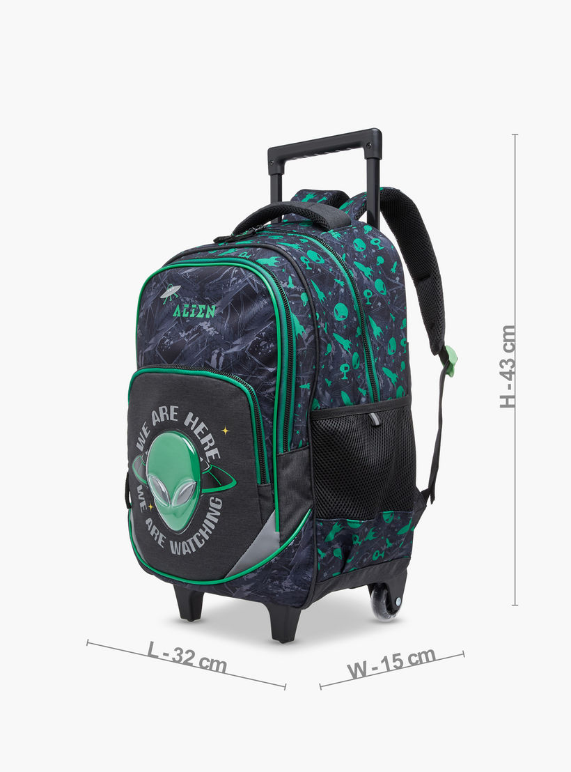 شنطة ترولي للأطفال 5-8 سنوات بأحزمة كتف مبطّنة وتصميم فضاء-school-bagsandbackpacks-trolleybags-image-2