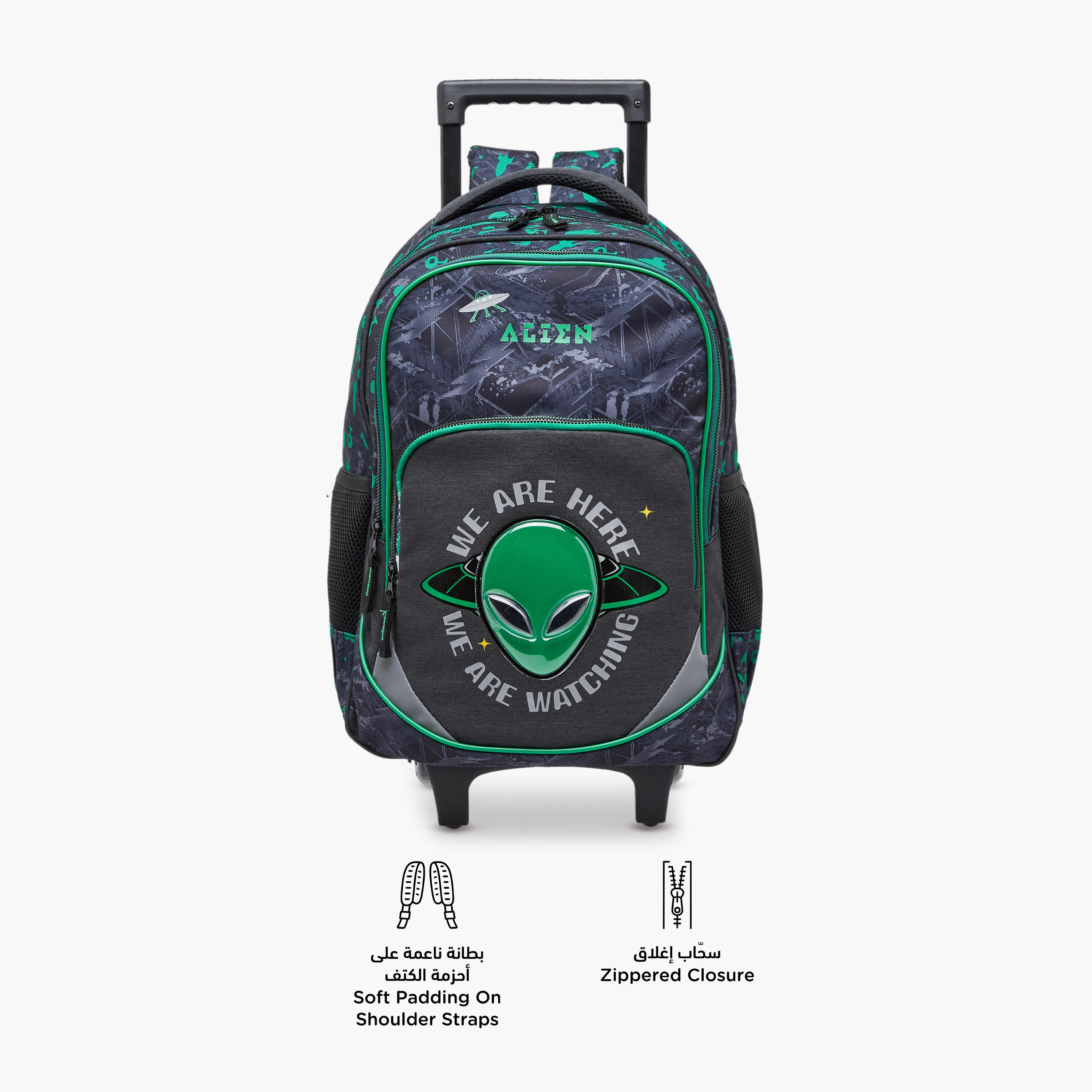 Space Trolley Bag for Kids 5-8 Years with Padded Shoulder Straps -school-bagsandbackpacks-trolleybags-image-4